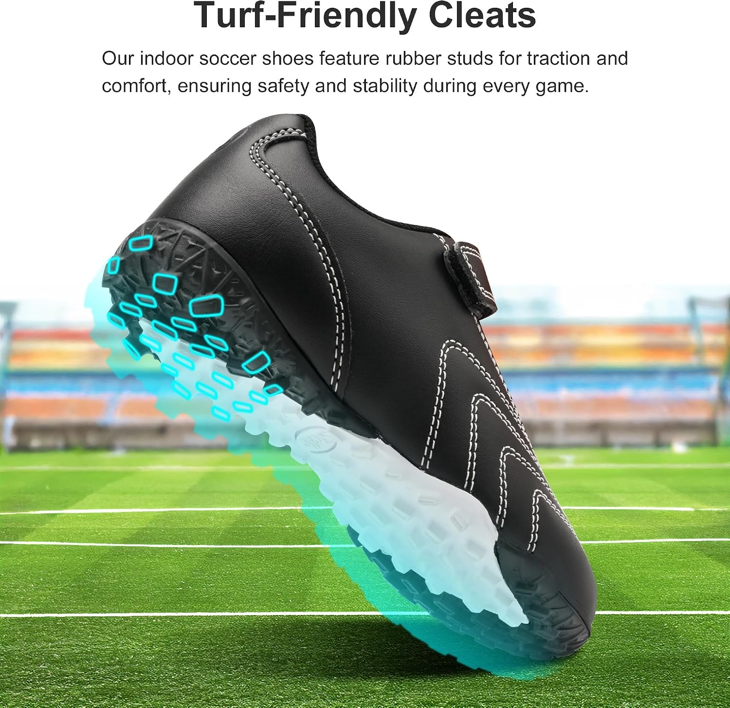 Stelle Baseball Cleats Girls Boys Soccer Shoes Futsal Multi-Sport(Black)