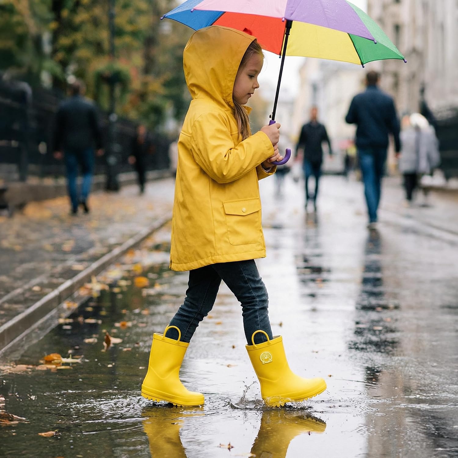 Stelle Kids Rain Boots for Boys Girls Outdoor Play and Rainy Days | Natural Rubber Waterproof Design Non-Slip Sole Easy On Handles All-Weather Wear Mud Garden School Toddler to Big Kids(Yellow)