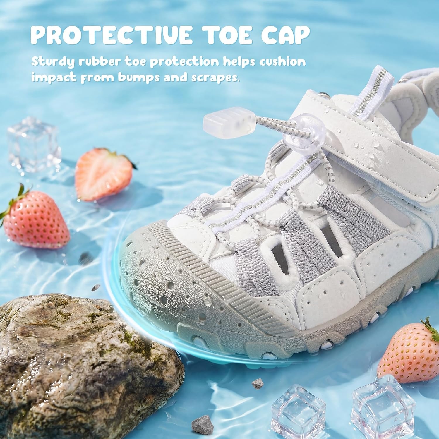 Stelle Boys Girls Closed-Toe Hiking Water Summer Sport Sandals(White)