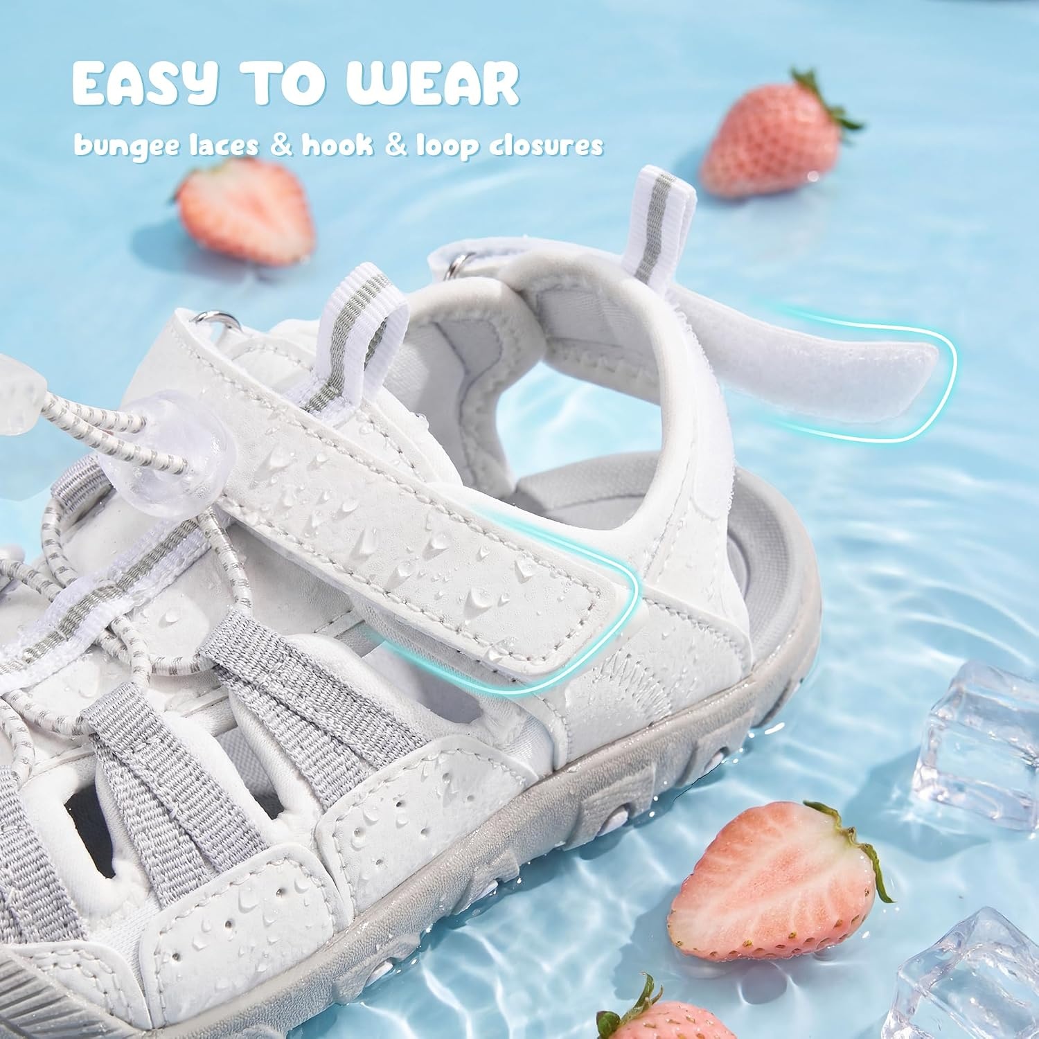 Stelle Boys Girls Closed-Toe Hiking Water Summer Sport Sandals(White)
