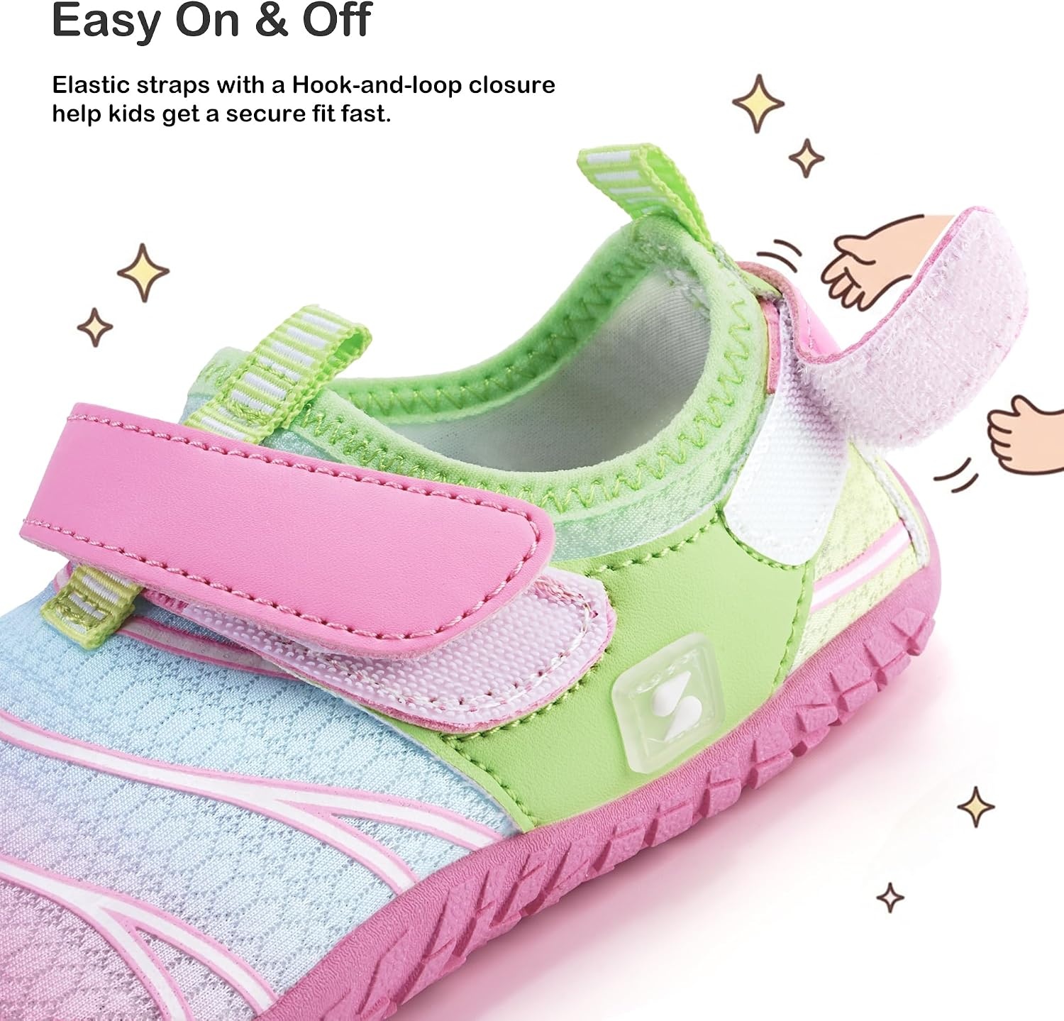 Stelle Kids Water Shoes Lightweight Quick Dry Barefoot for Boys and Girls | Double Hook-and-Loop Straps with Reinforced Toe Box for Beach,Pool,Swim,Hiking and Outdoor Play,Fits Toddler to Big Kids(Grava Dream)
