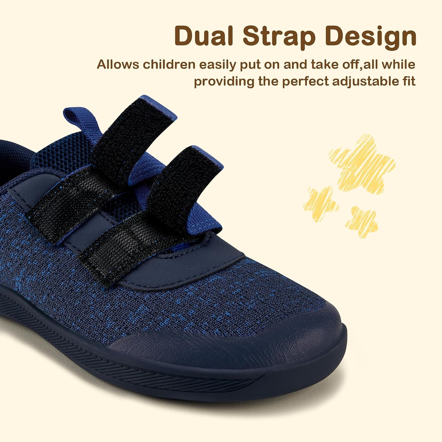 Stelle Toddler Girls Wide Toe Box Shoes | Kids Barefoot Sneakers Boys Zero Drop Minimalist Breathable Lightweight Non Slip Walking Running Shoes(Navy)
