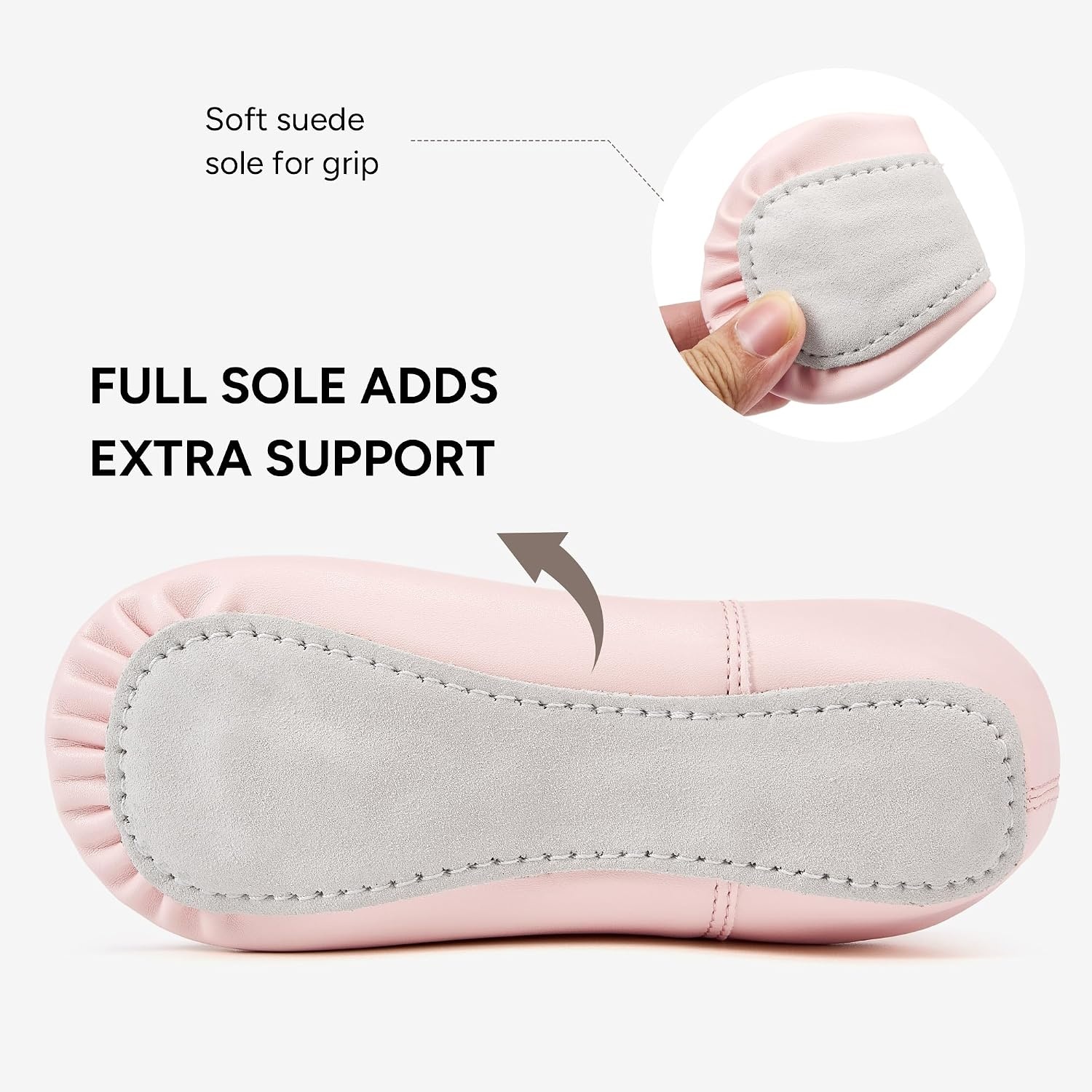 Stelle Toddler Ballet Shoes PU Leather Upper Drawstring | Ballerina Dance Slippers, Soft Lining, Full Sole Support, Elastic Straps, Flexible Movement, Ballet Training, Recitals(Ballet Pink)
