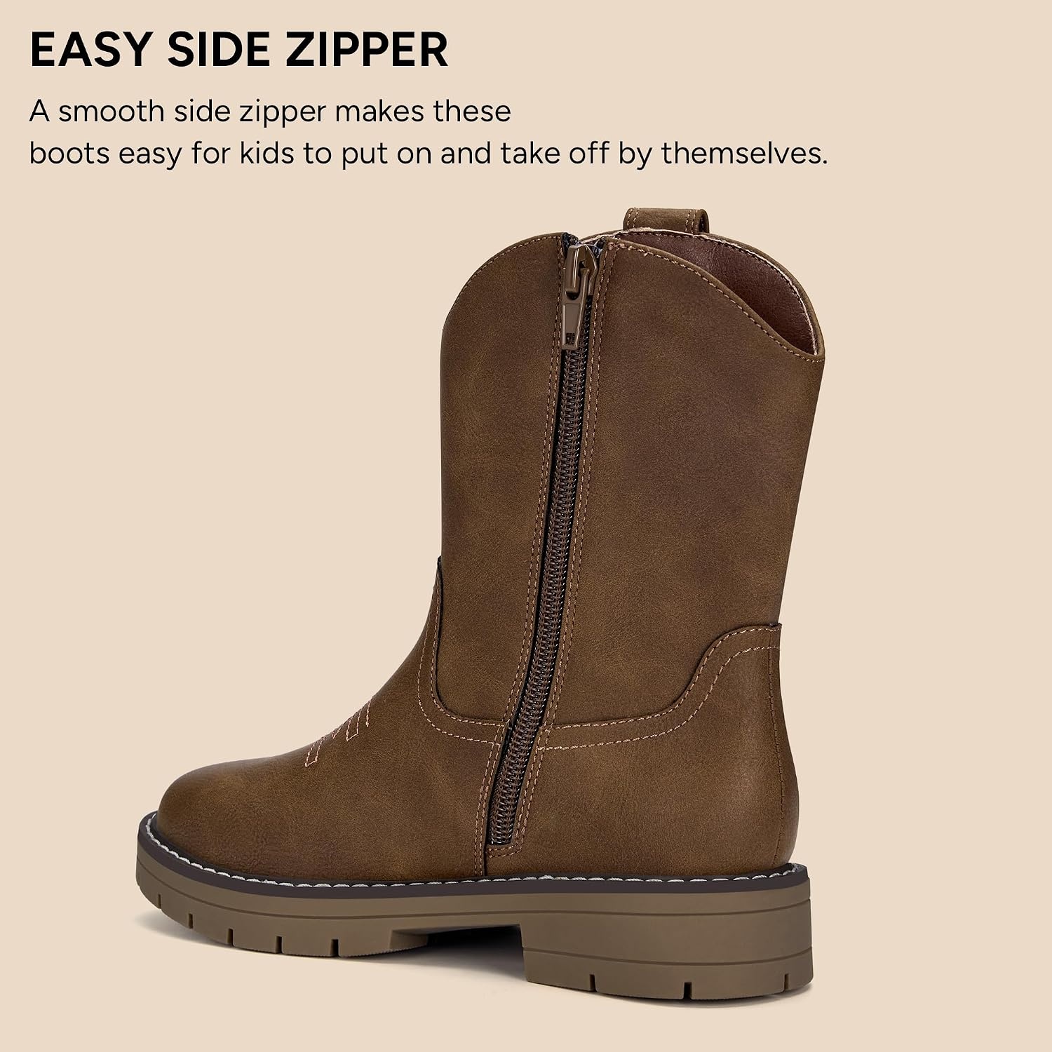 Stelle Kids Cowboy Boots Toddler Girls Boys Western Boots(Chestnut)