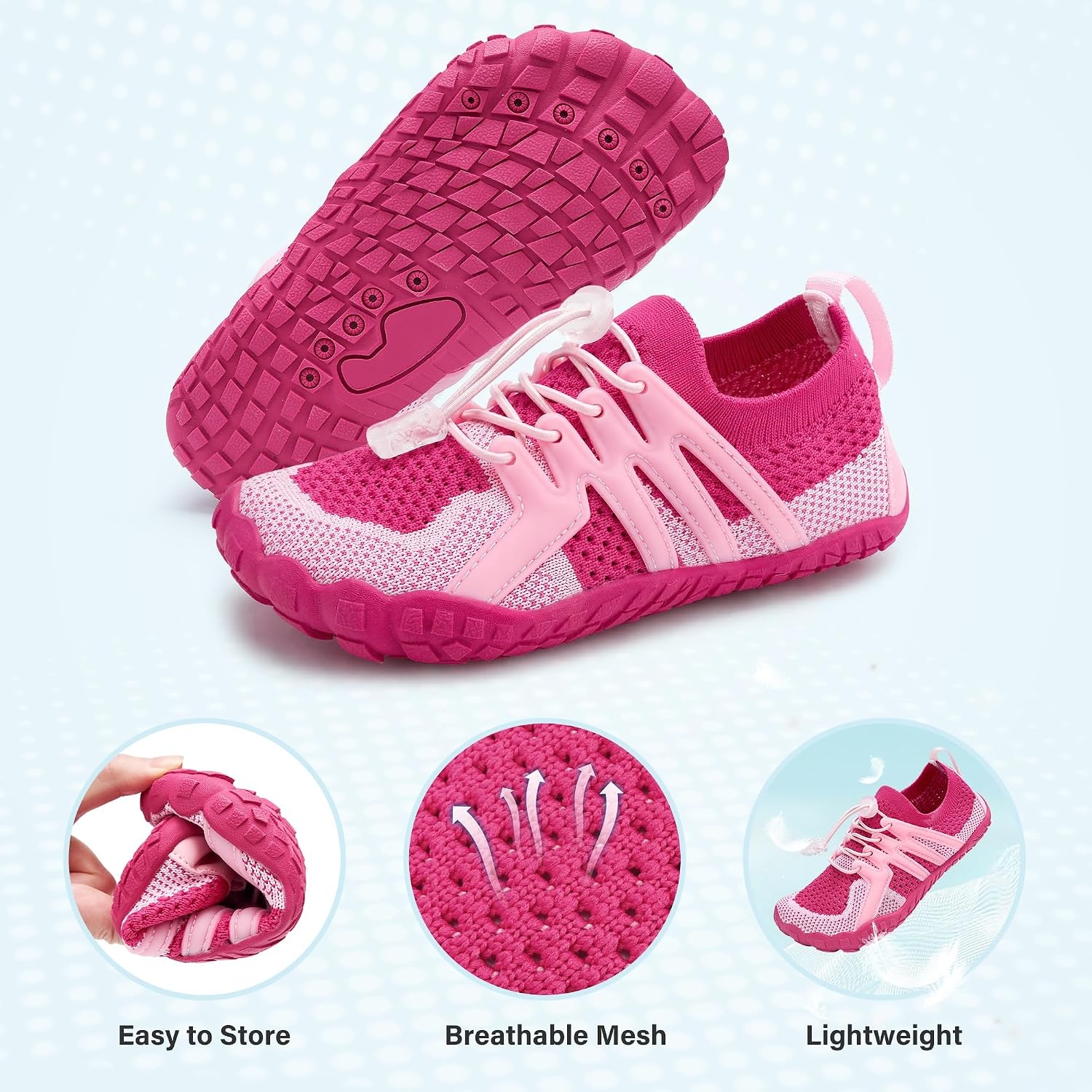 Stelle Water Shoes for Kids Adjustable Laces(Strawberry Milkshake 2)