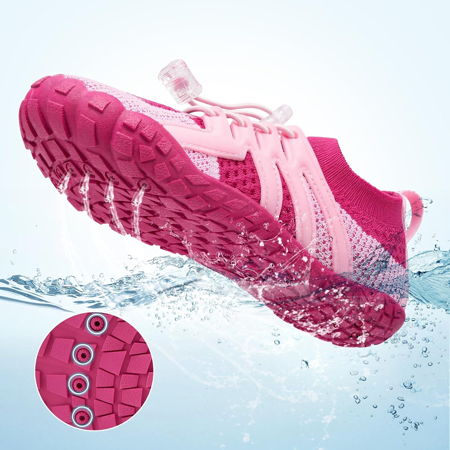 Stelle Water Shoes for Kids Adjustable Laces(Strawberry Milkshake 2)
