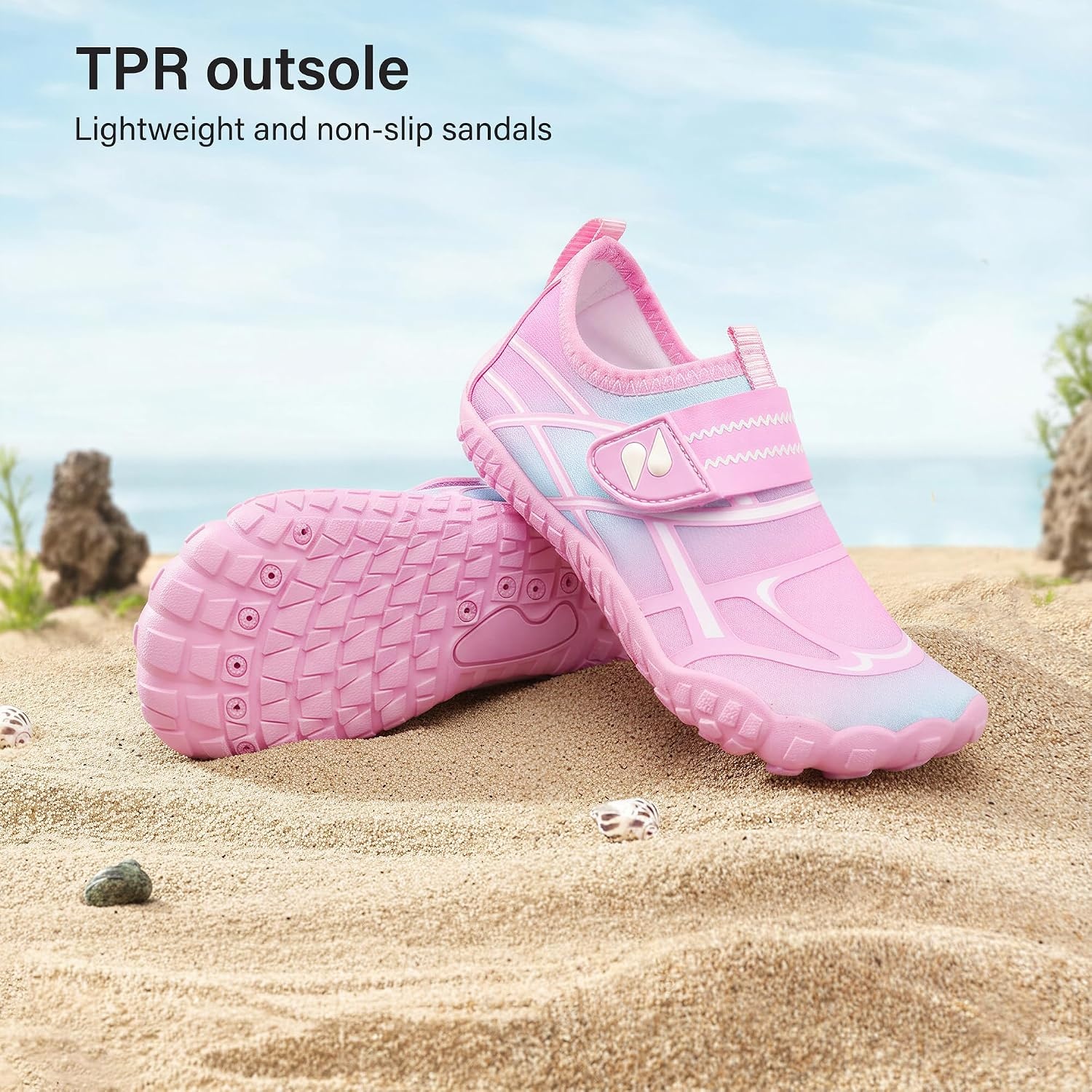 Stelle Kids Water Shoes Wide Toe Box Quick Dry Barefoot(Pink Ombre)