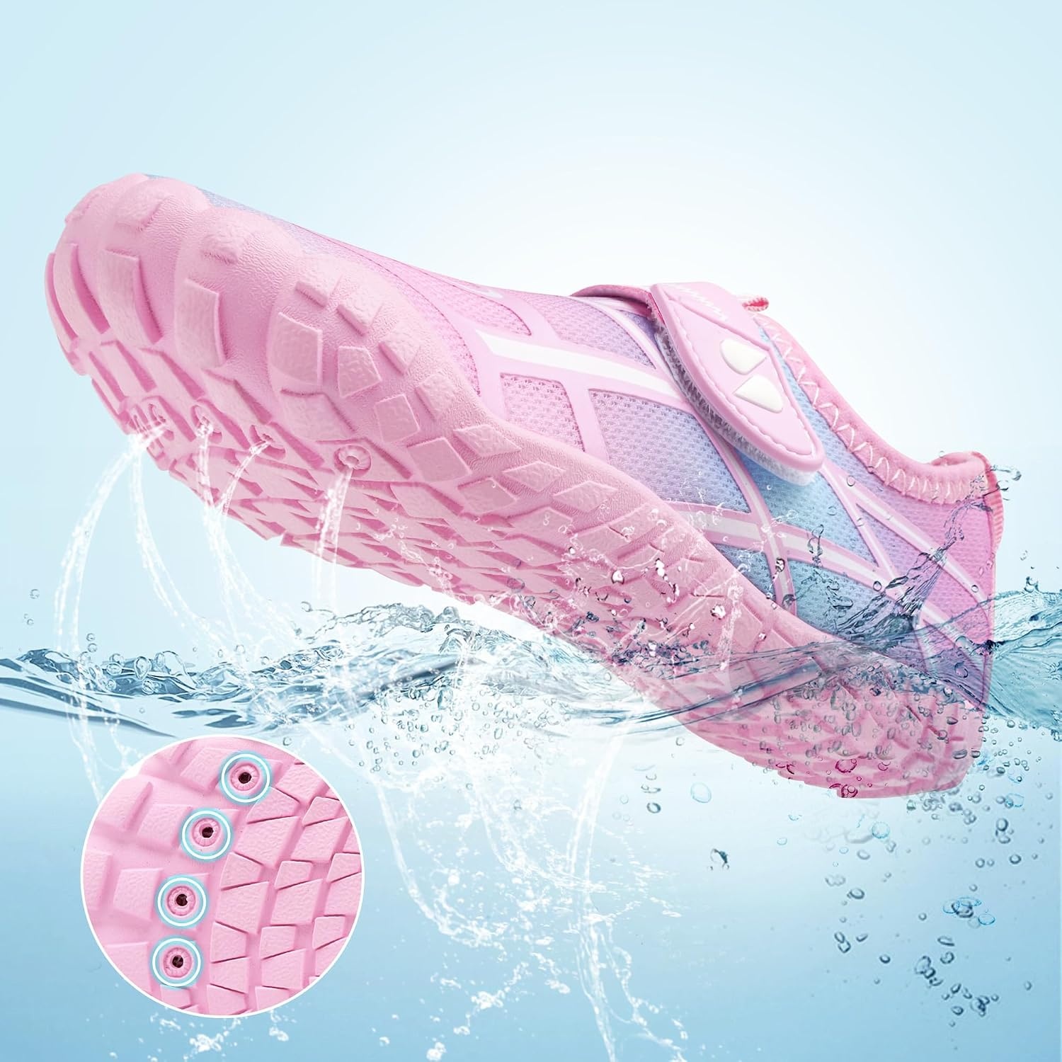 Stelle Kids Water Shoes Wide Toe Box Quick Dry Barefoot(Pink Ombre)