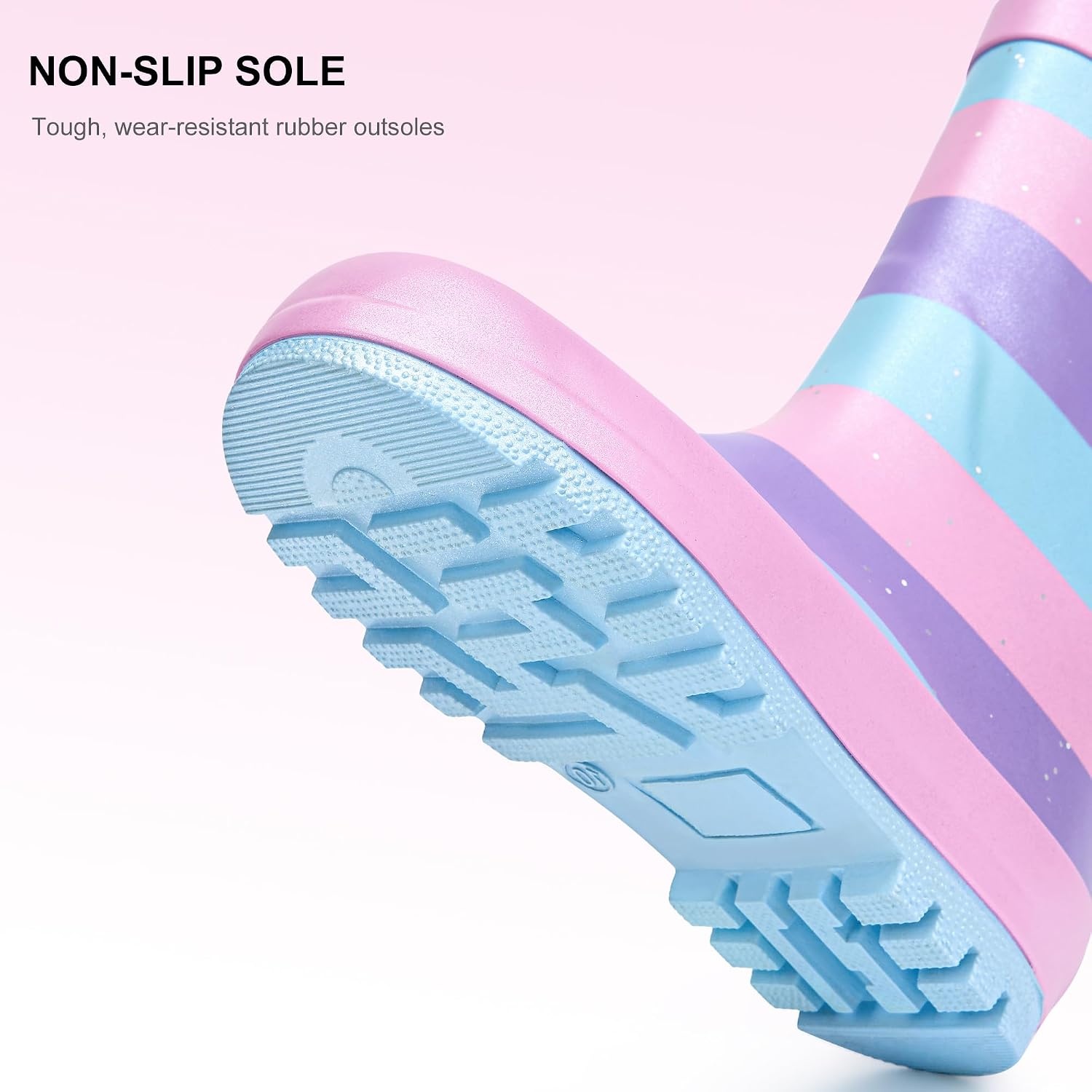 Stelle Kids Rain Boots for Boys Girls Outdoor Play and Rainy Days(Cotton Candy Stripe)