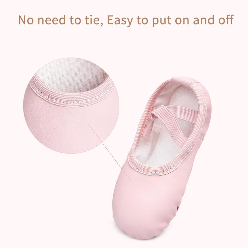 Stelle Ballet Shoes for Girls Boys Close-Fit PU Professional Dance Slippers for Toddler/Little Kid/Big Kid(Light Pink)