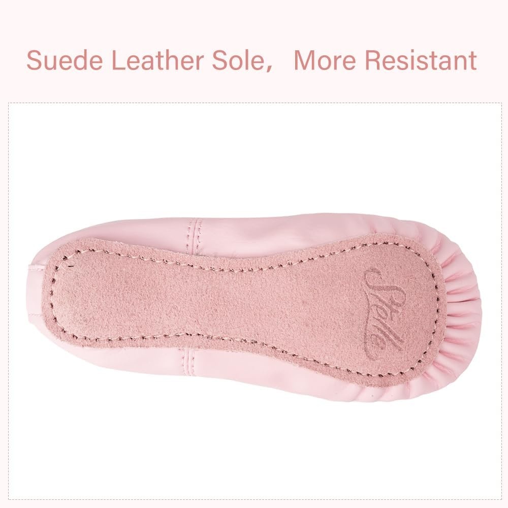 Stelle Ballet Shoes for Girls Boys Close-Fit PU Professional Dance Slippers for Toddler/Little Kid/Big Kid(Light Pink)