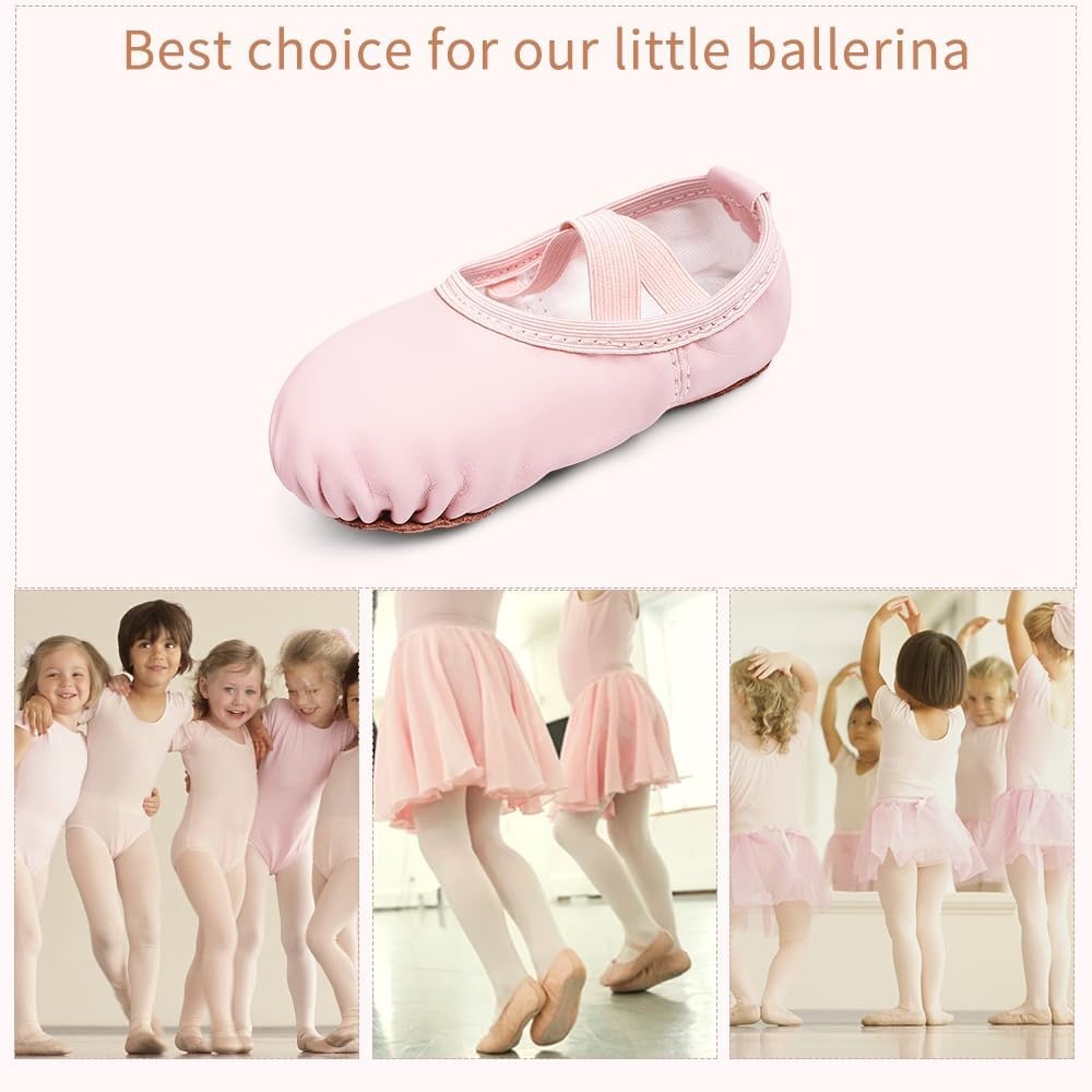 Stelle Ballet Shoes for Girls Boys Close-Fit PU Professional Dance Slippers for Toddler/Little Kid/Big Kid(Light Pink)