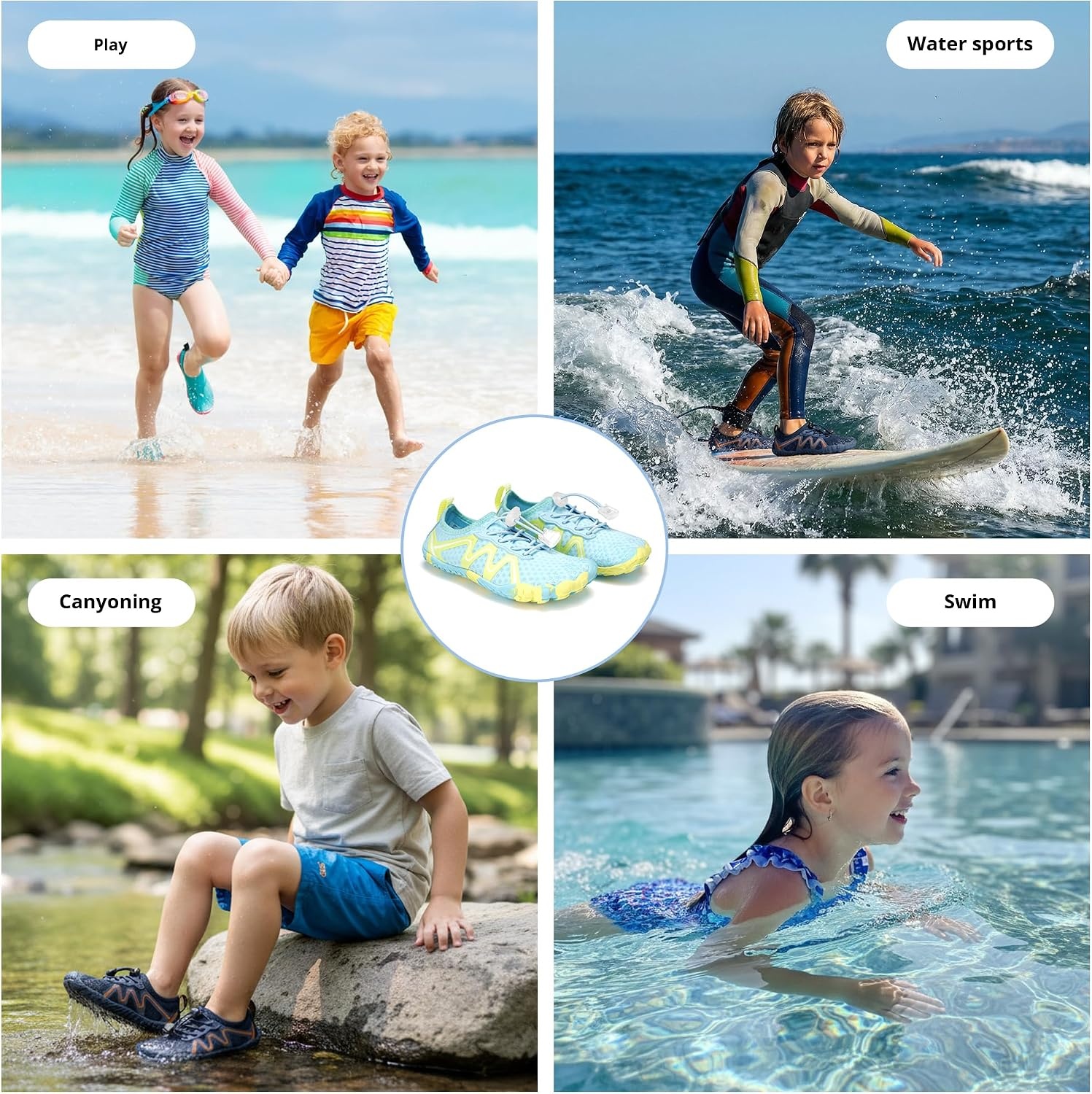 Stelle Kids Water Shoes Quick Dry Barefoot Drawstring(Seafoam Pop)