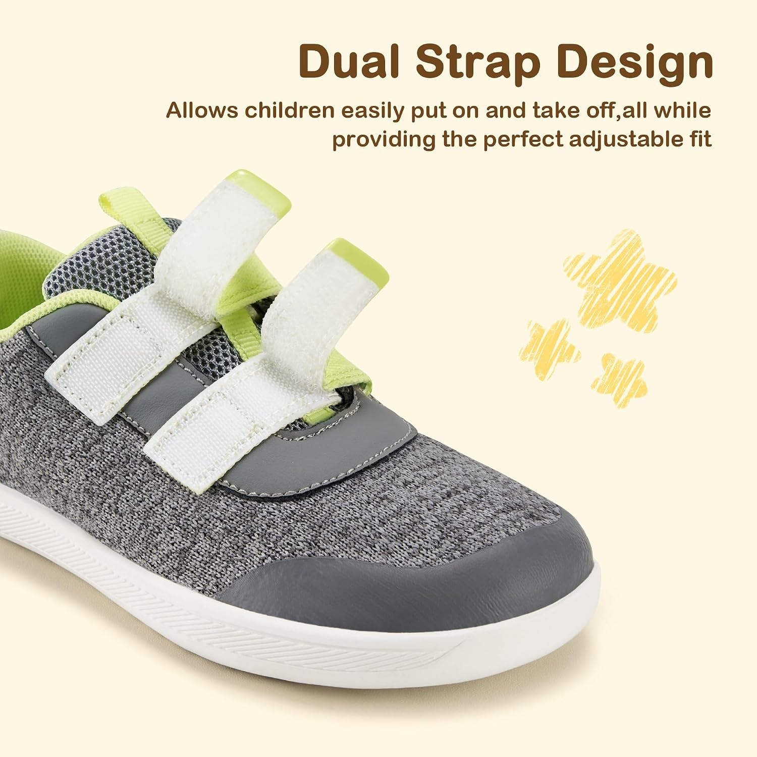 Stelle Toddler Girls Wide Toe Box Shoes | Kids Barefoot Sneakers Boys Zero Drop Minimalist Breathable Lightweight Non Slip Walking Running Shoes(Grey)