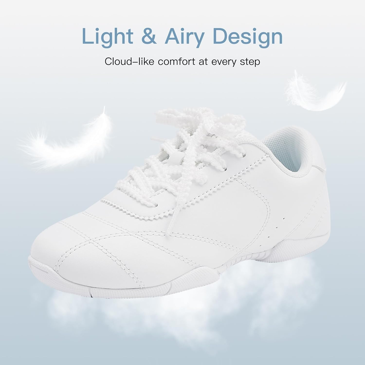Stelle Cheer Shoes Girls White Cheerleading Dance Shoes Youth Athletic Training Tennis Sneakers for Competition Sport(White)