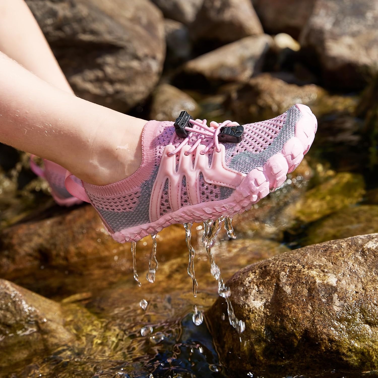 Stelle Water Shoes for Kids Adjustable Laces(Pink)