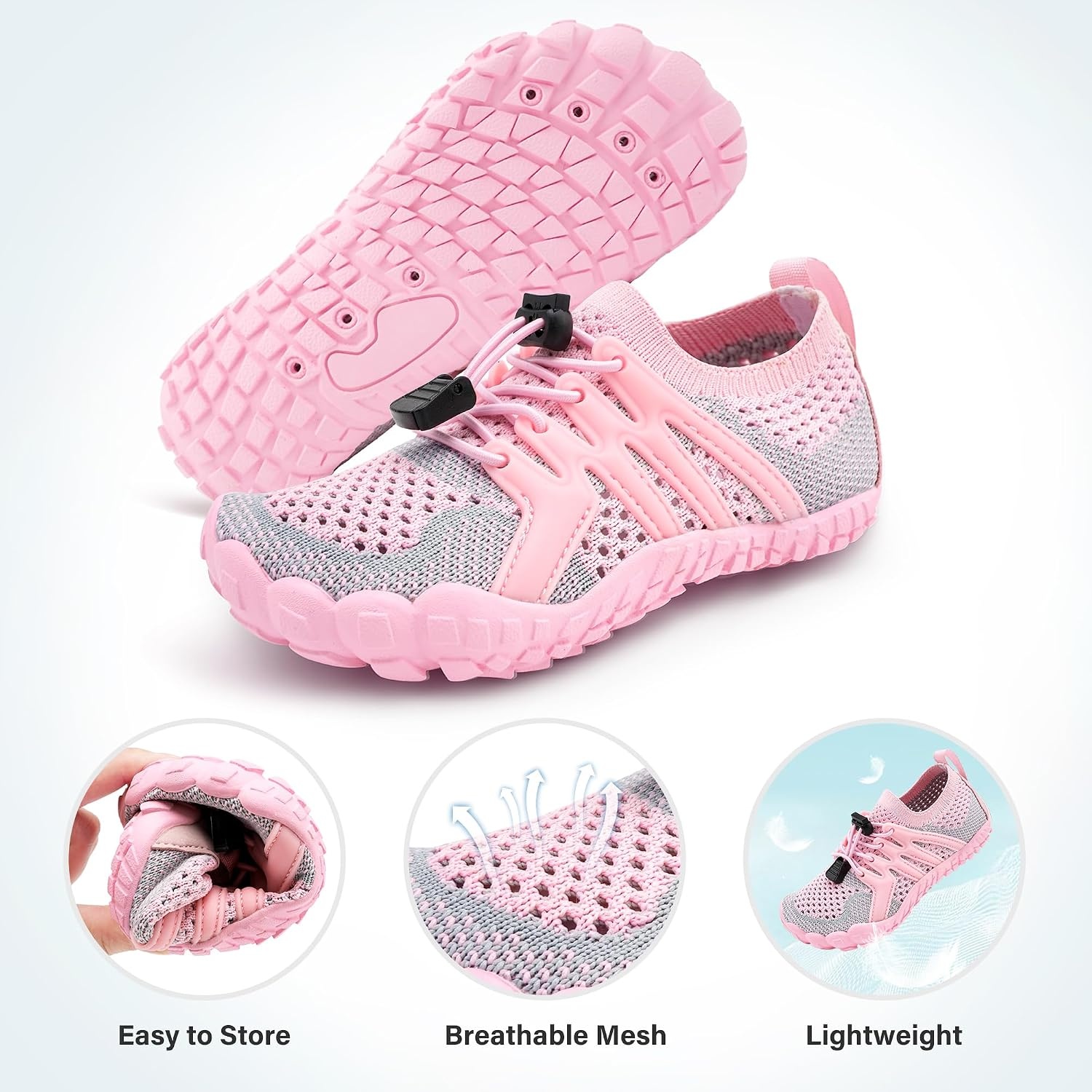 Stelle Water Shoes for Kids Adjustable Laces(Pink)