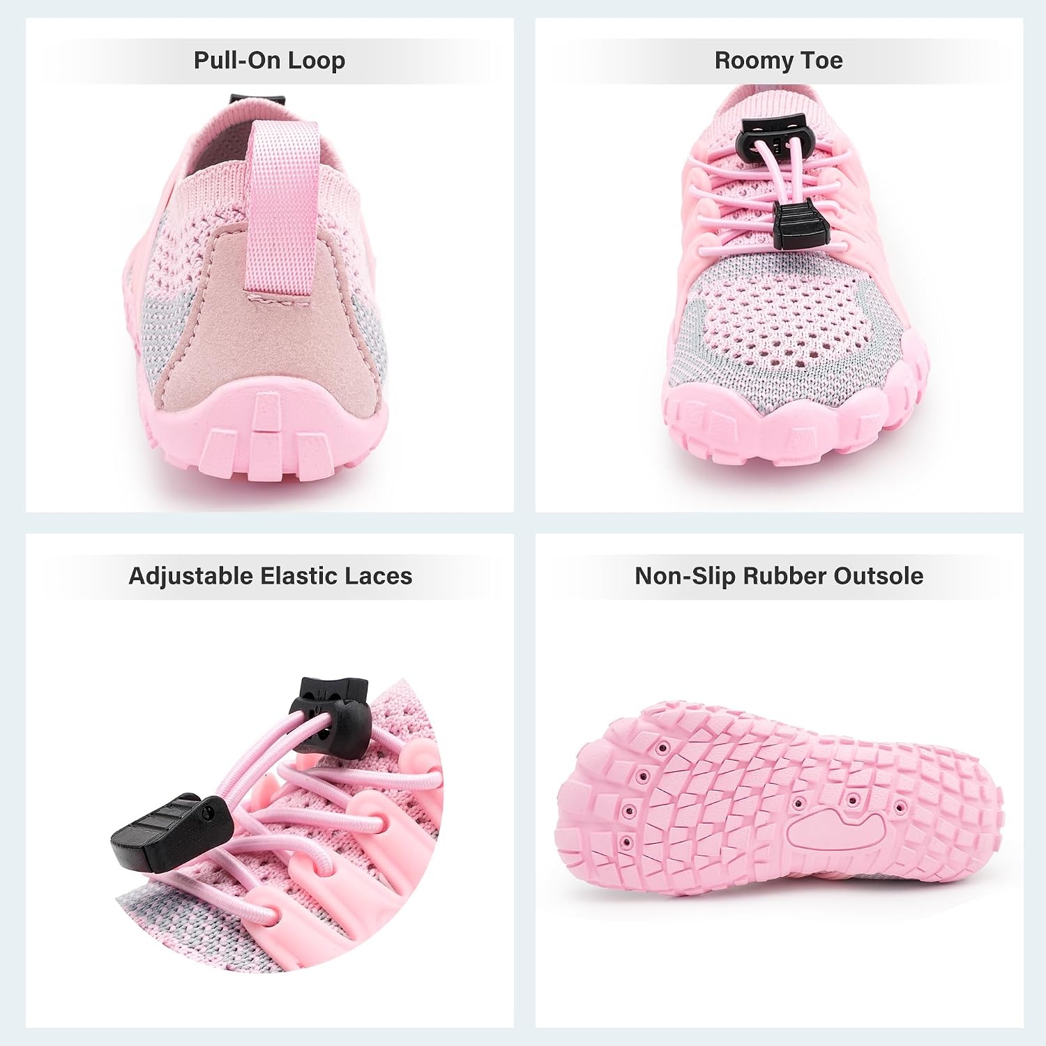 Stelle Water Shoes for Kids Adjustable Laces(Pink)