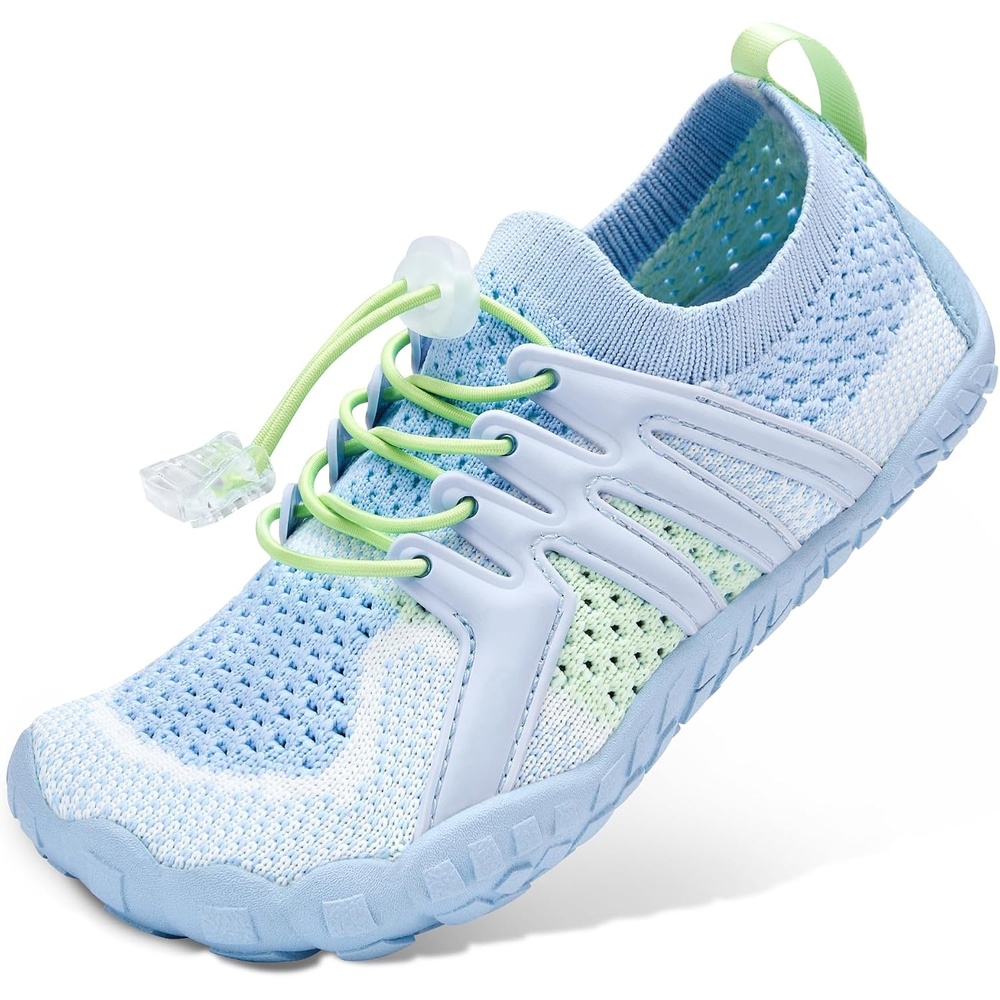 Stelle Water Shoes for Kids Adjustable Laces | Quick Dry Barefoot Non-Slip Shoes with a Roomy Toe Box for Boys and Girls,Beach,Hiking,Toddler to Big Kid(Icy Blue2)