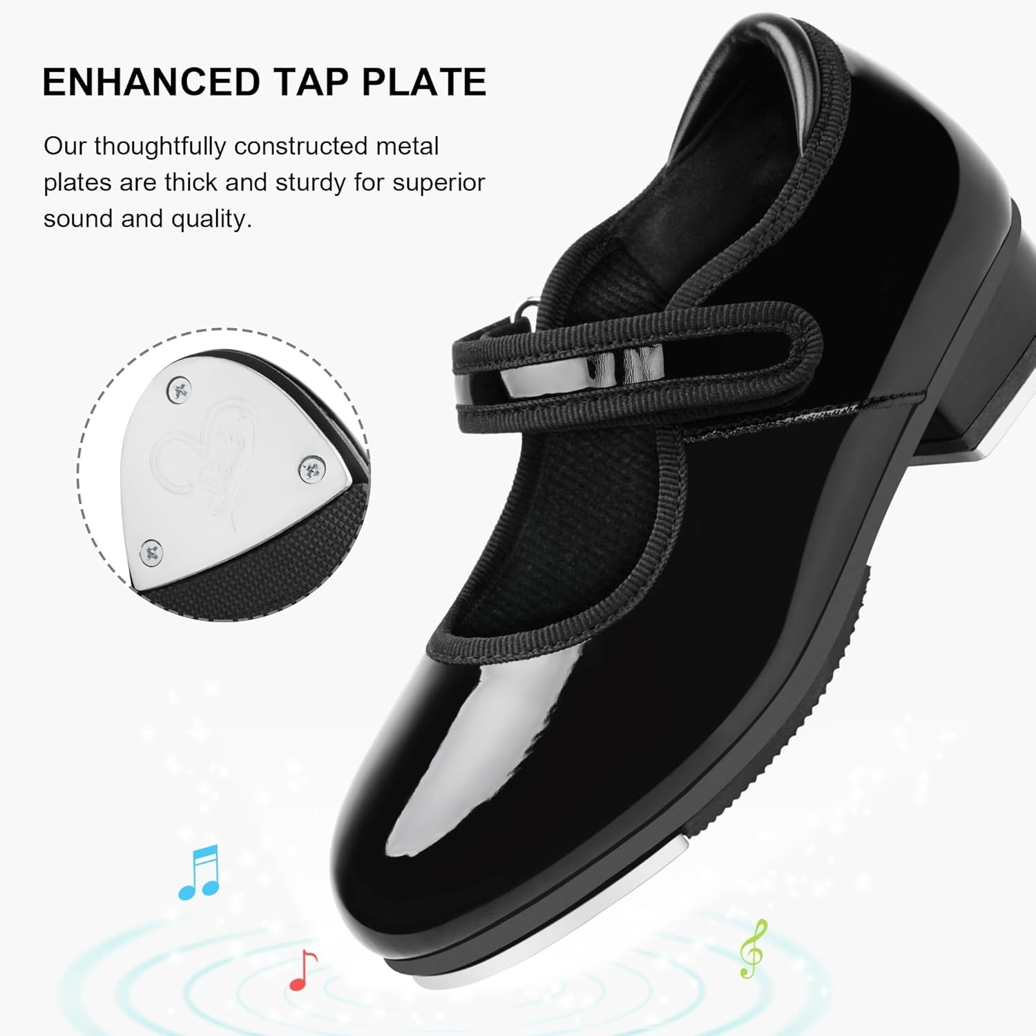 Stelle Tap Shoes for Girls Toddler PU Tap Dance Shoes for Toddler/Little Kids/Big Kids(Black)