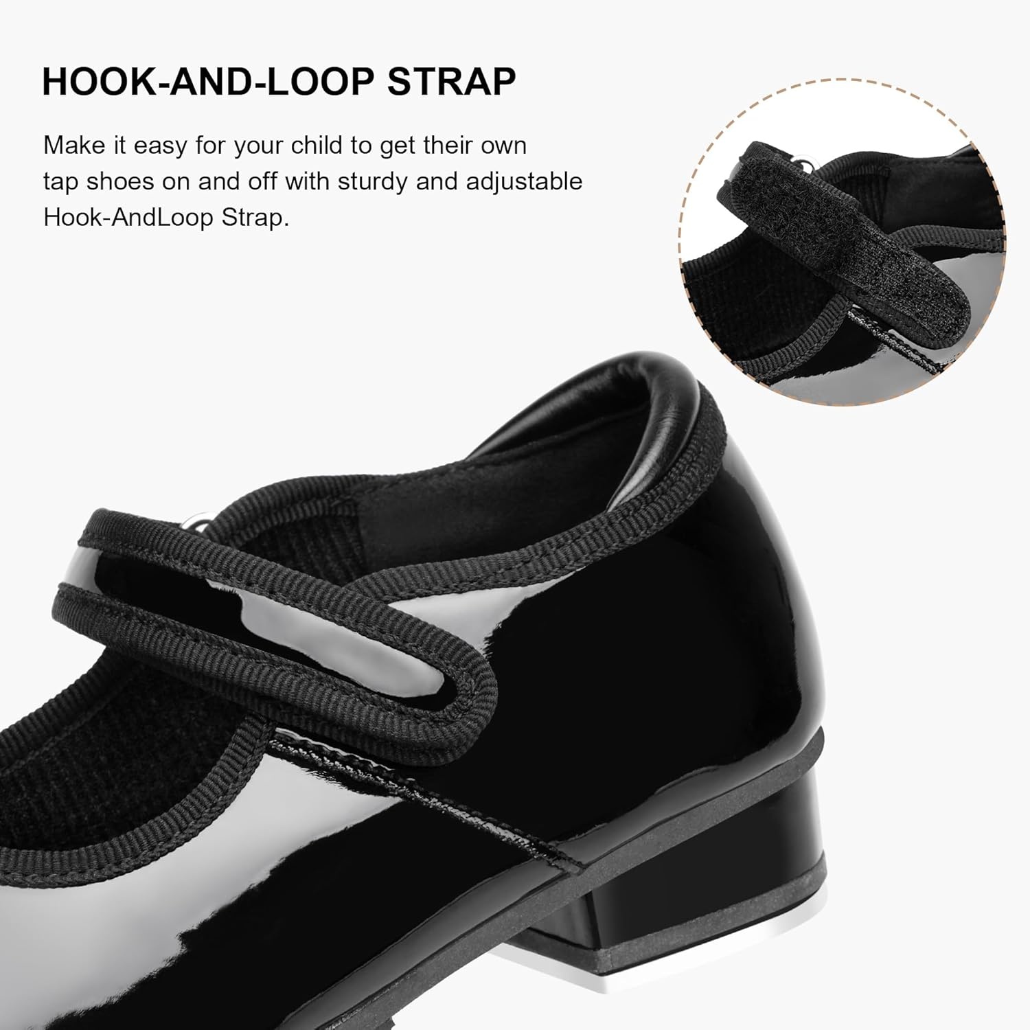 Stelle Tap Shoes for Girls Toddler PU Tap Dance Shoes for Toddler/Little Kids/Big Kids(Black)