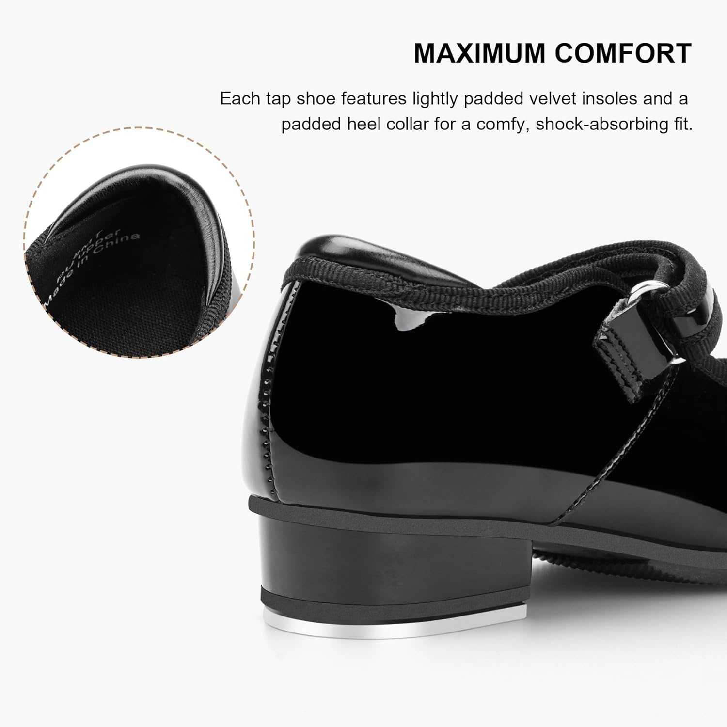 Stelle Tap Shoes for Girls Toddler PU Tap Dance Shoes for Toddler/Little Kids/Big Kids(Black)