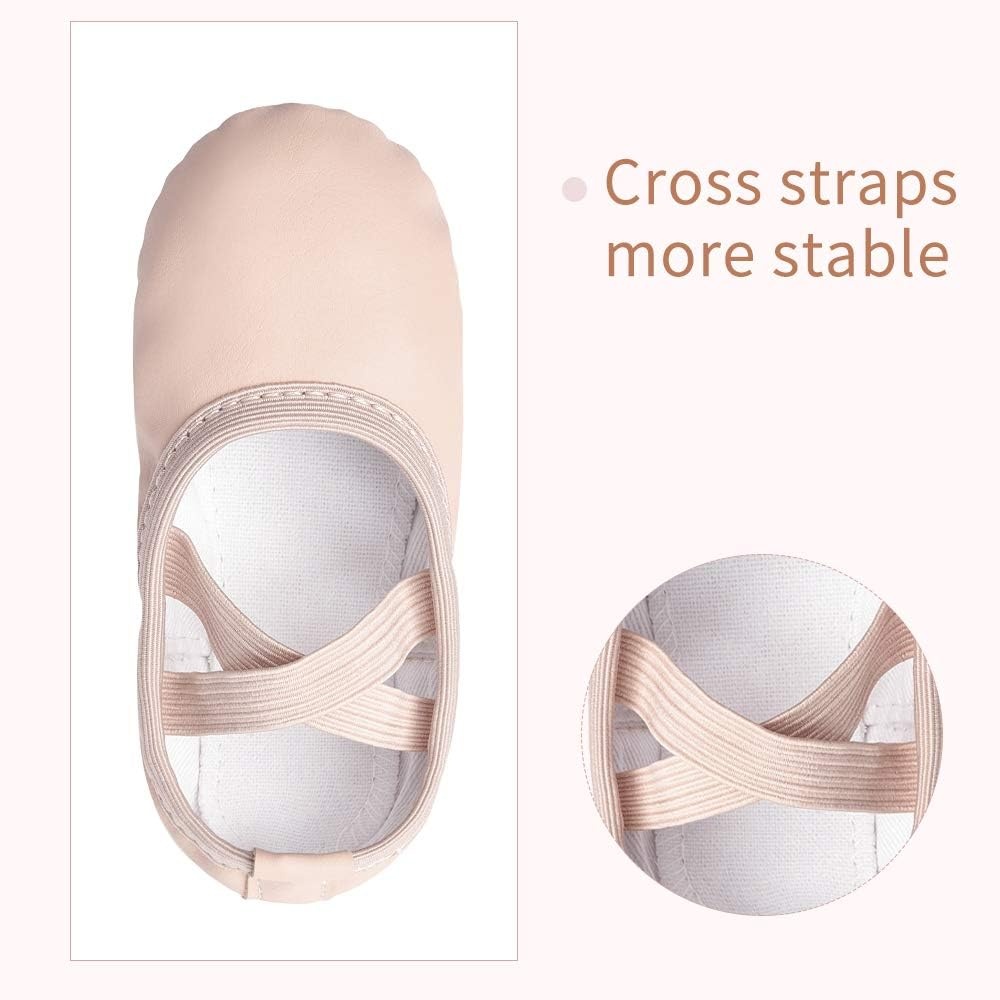 Stelle Ballet Shoes for Girls Boys Close-Fit PU Professional Dance Slippers for Toddler/Little Kid/Big Kid(Ballet Pink)