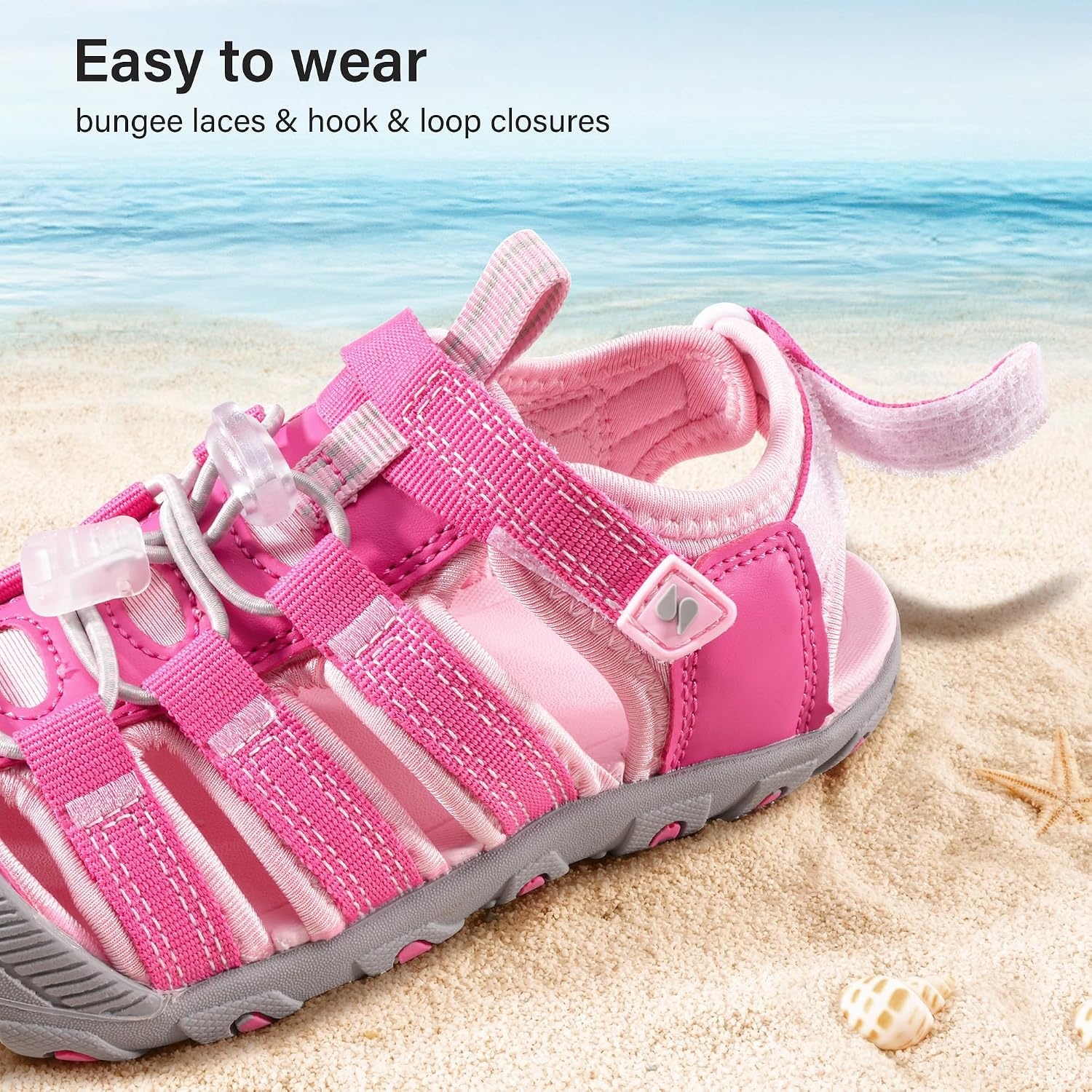 Stelle Girls Closed-Toe Water Hiking Beach Outdoor Sport Sandals(Fuchsia)