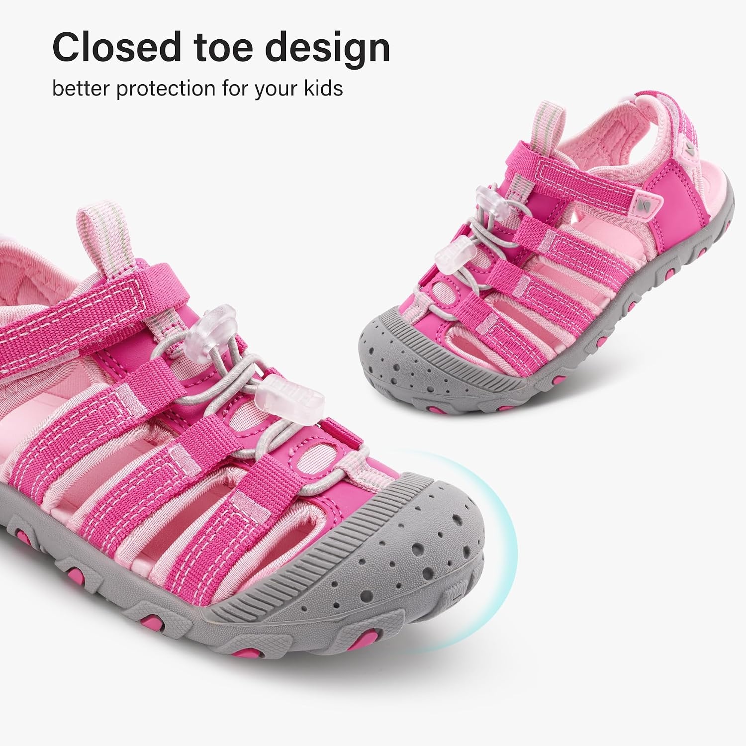 Stelle Girls Closed-Toe Water Hiking Beach Outdoor Sport Sandals(Fuchsia)