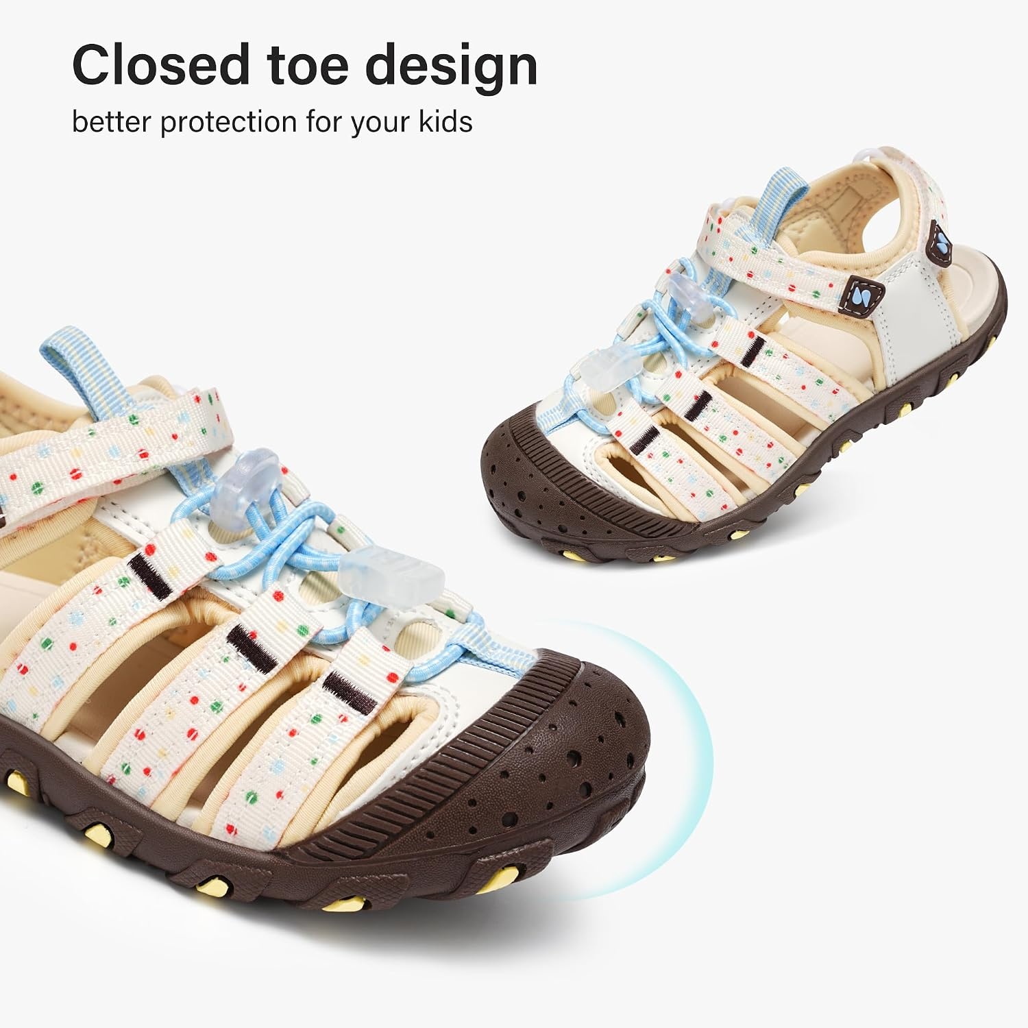 Stelle Girls Closed-Toe Water Hiking Beach Outdoor Sport Sandals(Confetti Cake)