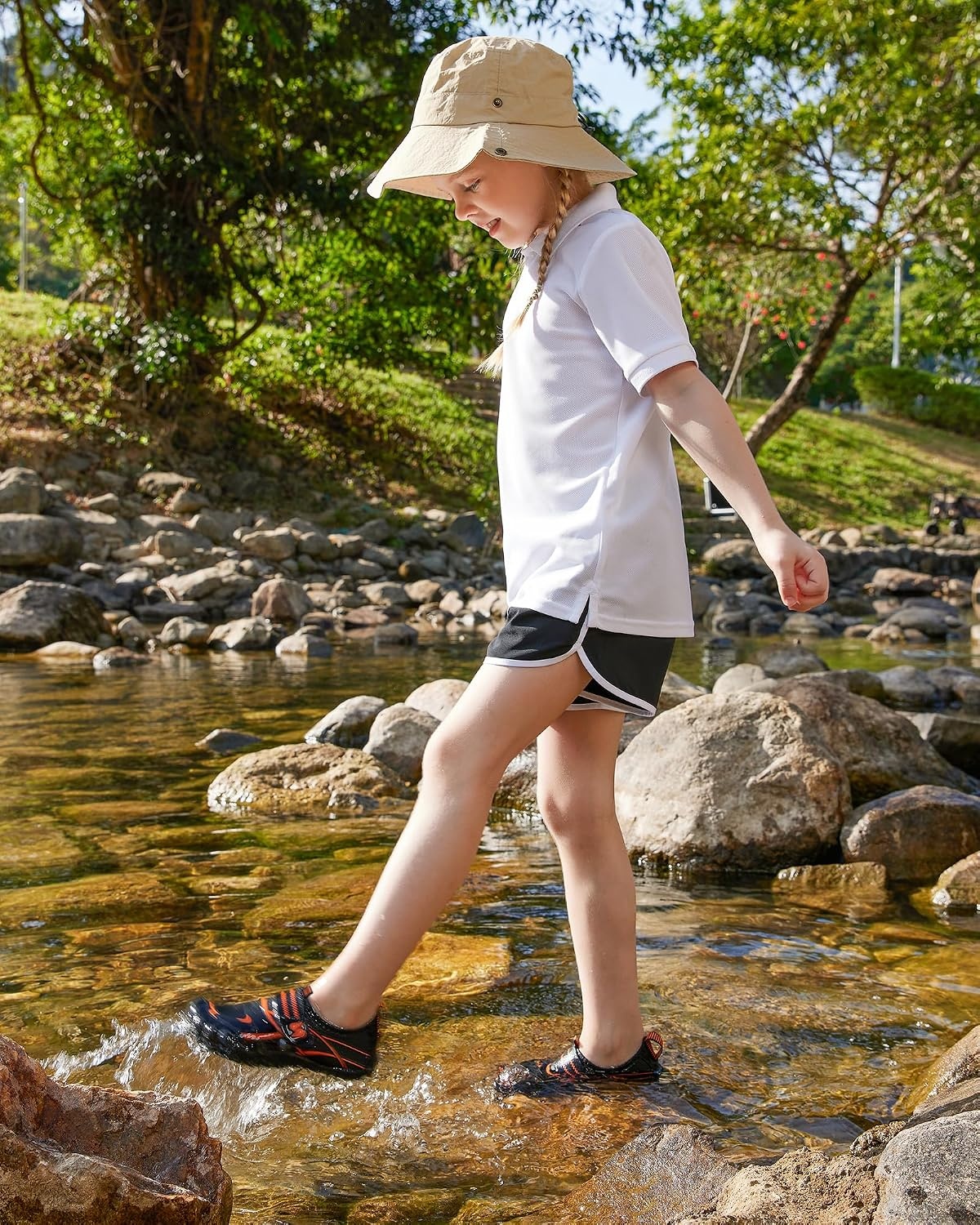 Stelle Kids Water Shoes Wide Toe Box Quick Dry Barefoot(Black)