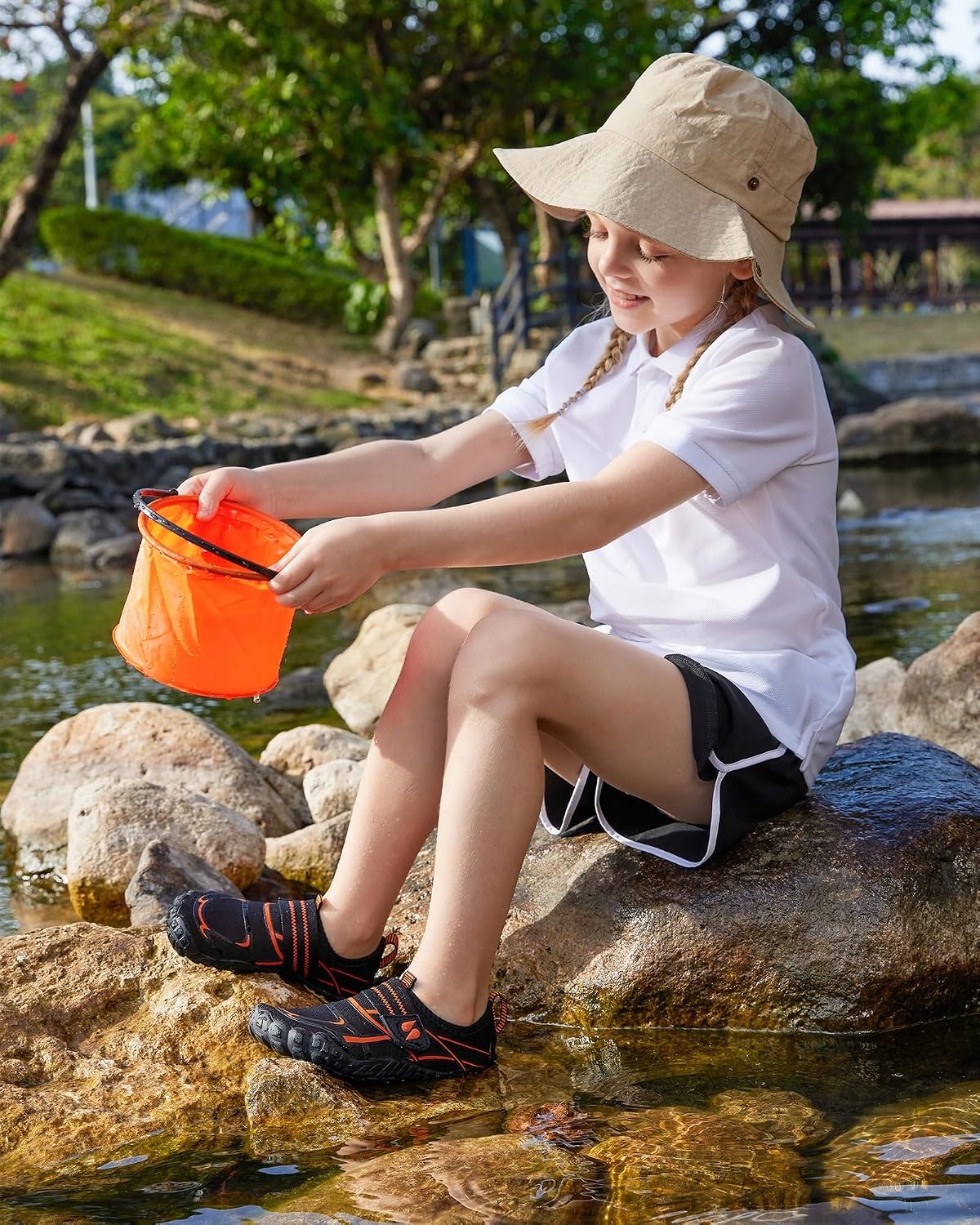 Stelle Kids Water Shoes Wide Toe Box Quick Dry Barefoot(Black)