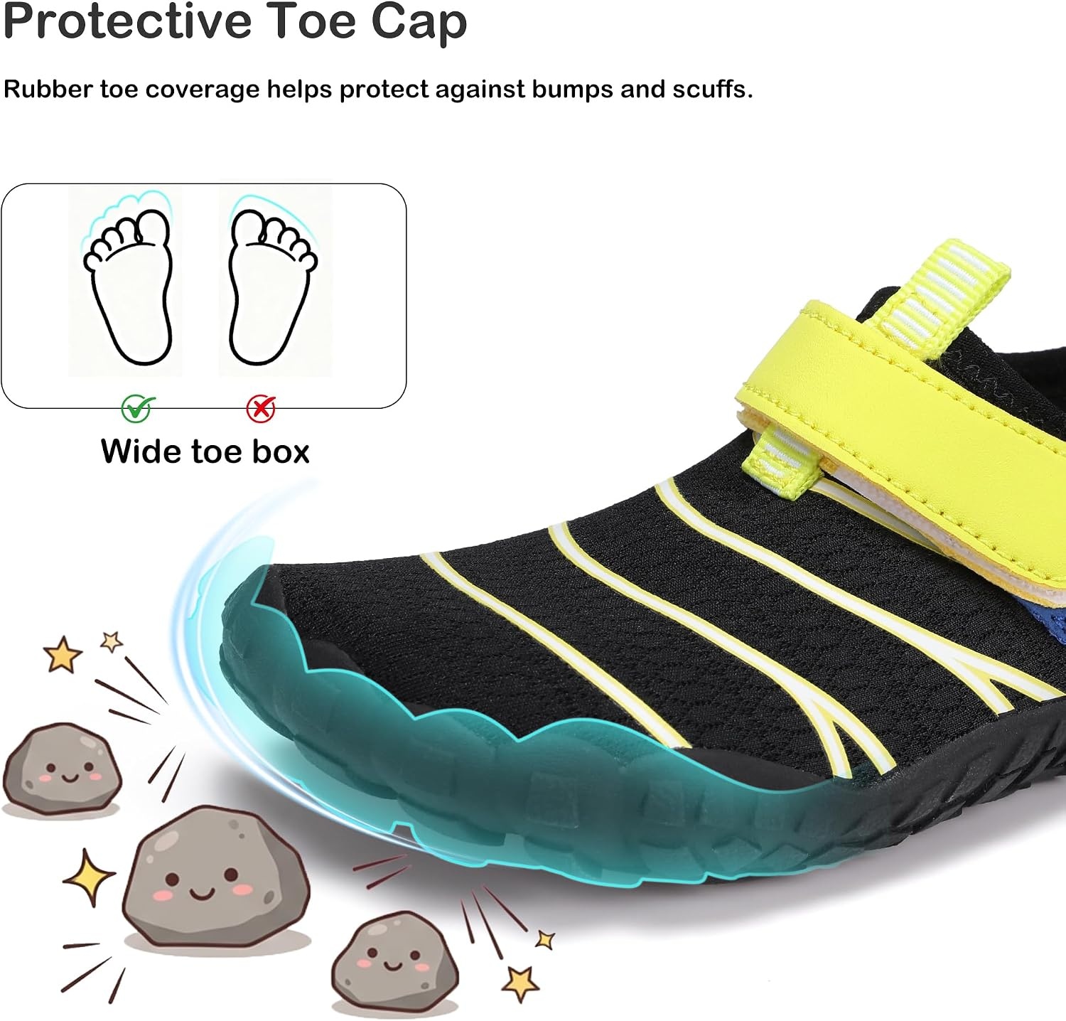 Stelle Kids Water Shoes Lightweight Quick Dry Barefoot for Boys and Girls(Black)