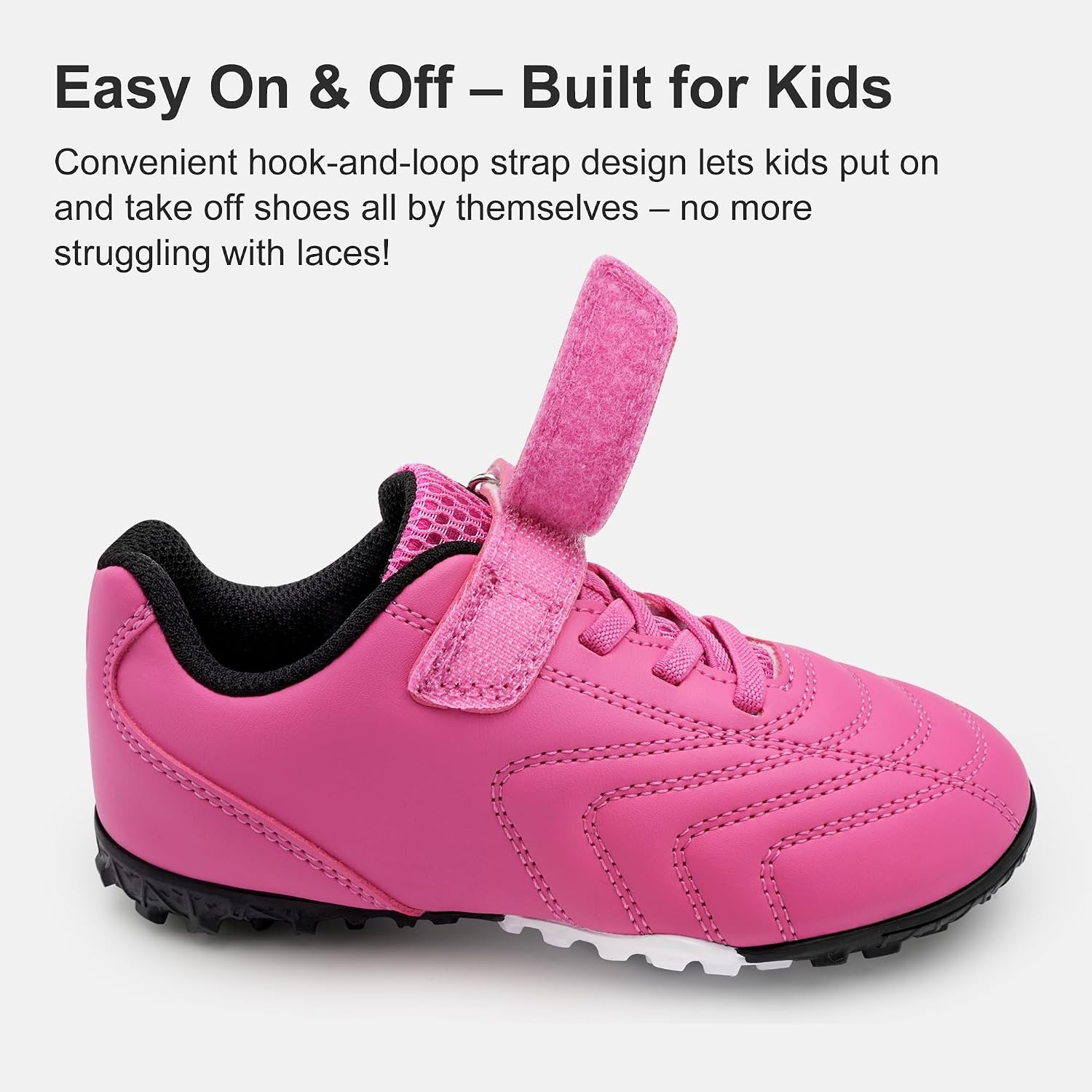 Stelle Baseball Cleats Girls Boys Soccer Shoes Futsal Multi-Sport | Turf Outsole Indoor Soccer&Softball Lightweight Upper Elastic Laces Hook-and-Loop Strap Training&Practice Youth Athletes(Fuchsia)
