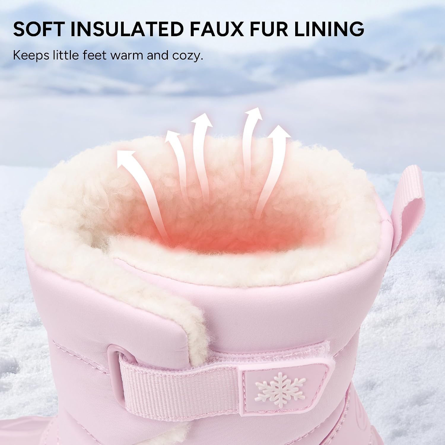 Stelle Kids Snow Boots with hook&loop Girls Boys Winter Warm Boots(Pink)