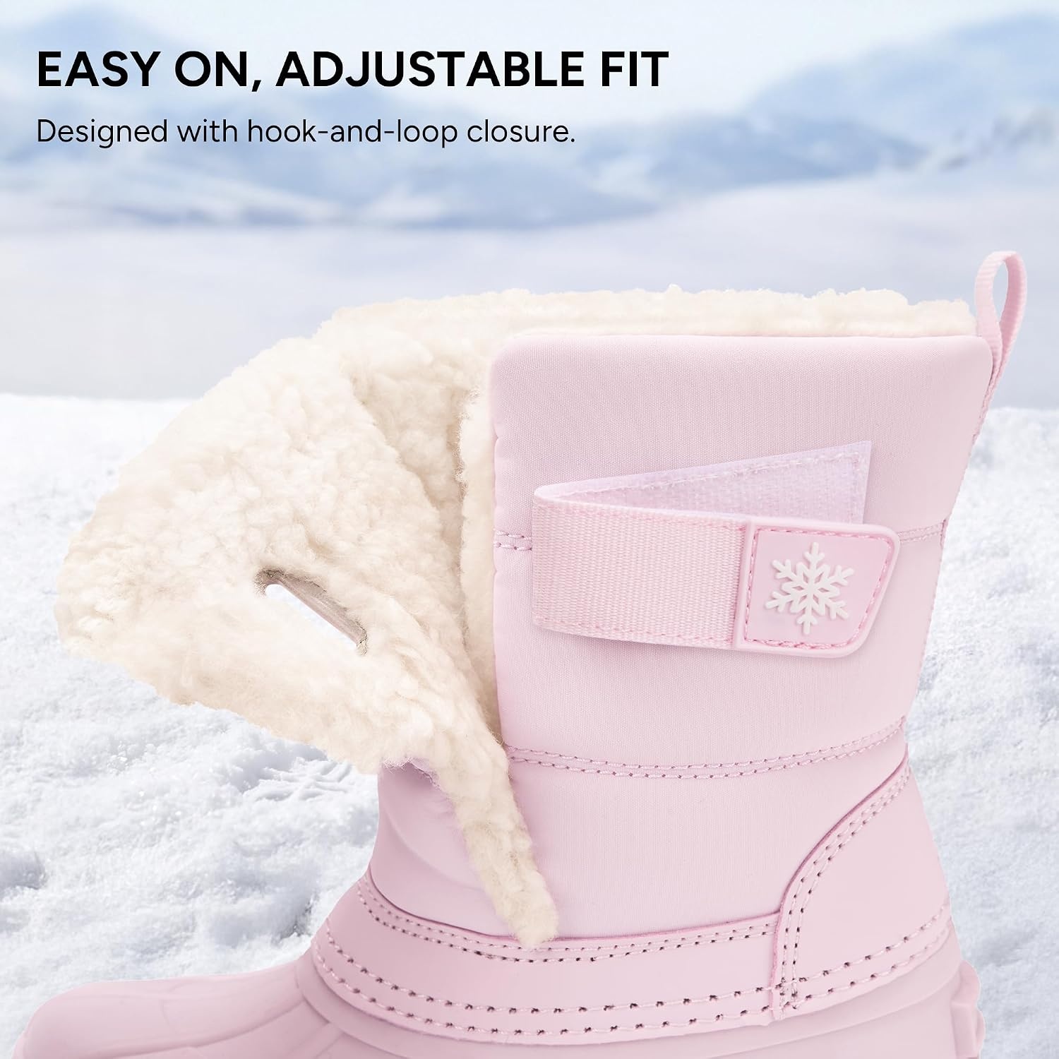 Stelle Kids Snow Boots with hook&loop Girls Boys Winter Warm Boots(Pink)