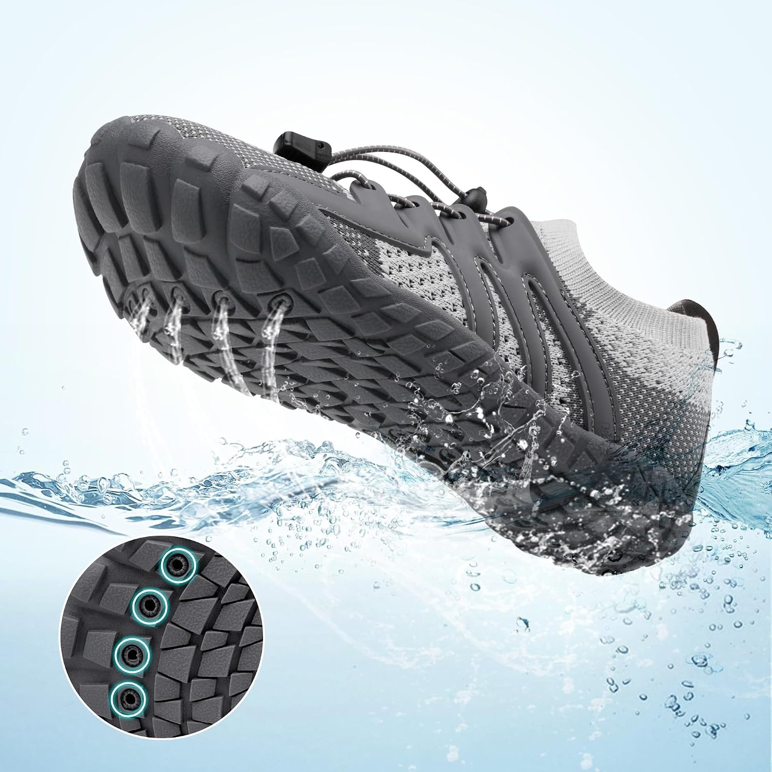 Stelle Water Shoes for Kids Adjustable Laces(Charcoal)