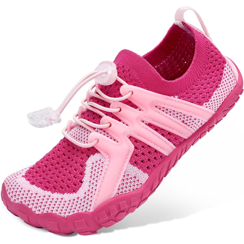 Stelle Water Shoes for Kids Adjustable Laces | Quick Dry Barefoot Non-Slip Shoes with a Roomy Toe Box for Boys and Girls,Beach,Hiking,Toddler to Big Kid(Strawberry Milkshake 2)