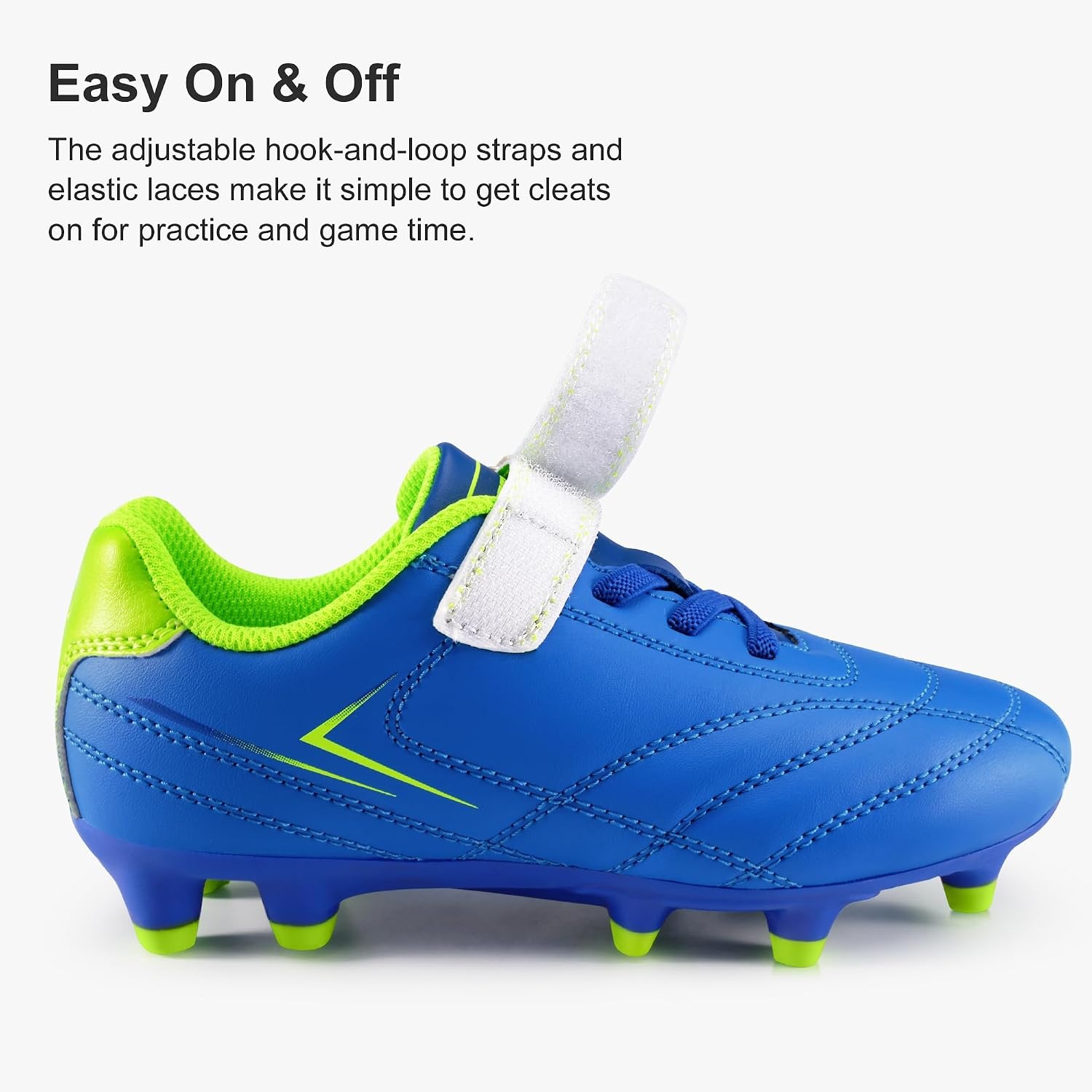 Stelle Kids Girls Soccer Cleats for Training Matches Outdoor Play | Firm Ground Lightweight Upper Secure Lace-Up Fit Breathable Lining Cushioned Collar Baseball&Softball Little to Big Kids(Electric Blue)