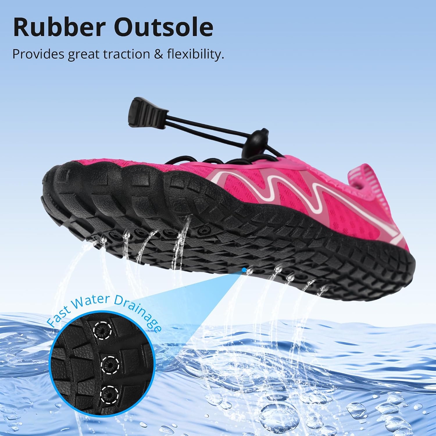 Stelle Kids Water Shoes Quick Dry Barefoot Drawstring(Raspberry)
