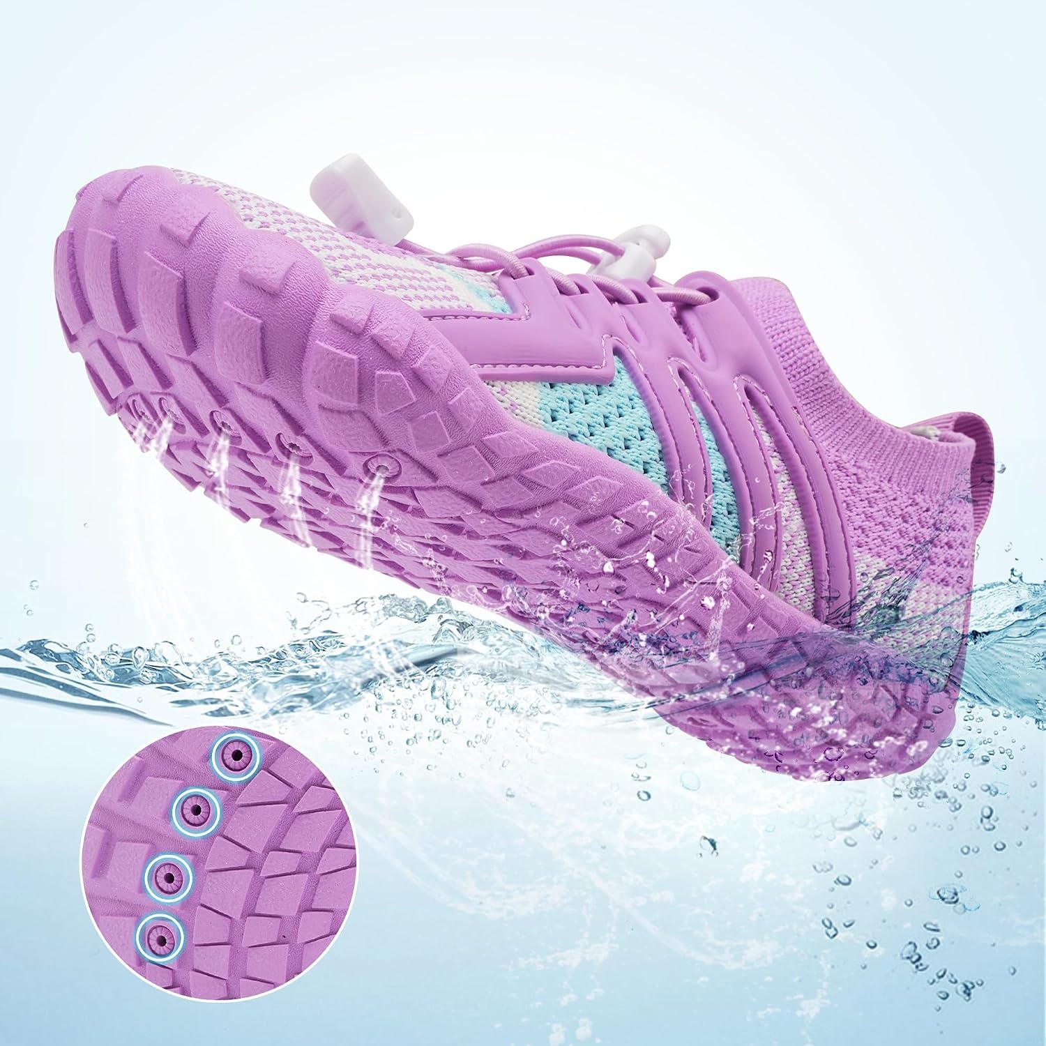 Stelle Water Shoes for Kids Adjustable Laces(Grape Bubblegum)