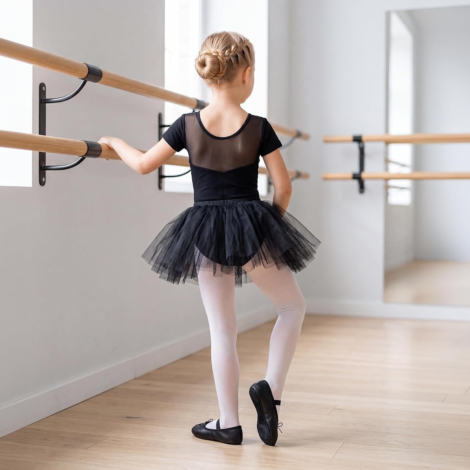 Stelle Toddler Ballet Shoes PU Leather Upper Drawstring | Ballerina Dance Slippers, Soft Lining, Full Sole Support, Elastic Straps, Flexible Movement, Ballet Training, Recitals(Black)