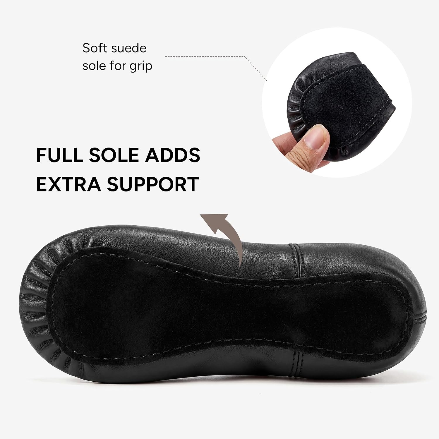 Stelle Toddler Ballet Shoes PU Leather Upper Drawstring | Ballerina Dance Slippers, Soft Lining, Full Sole Support, Elastic Straps, Flexible Movement, Ballet Training, Recitals(Black)