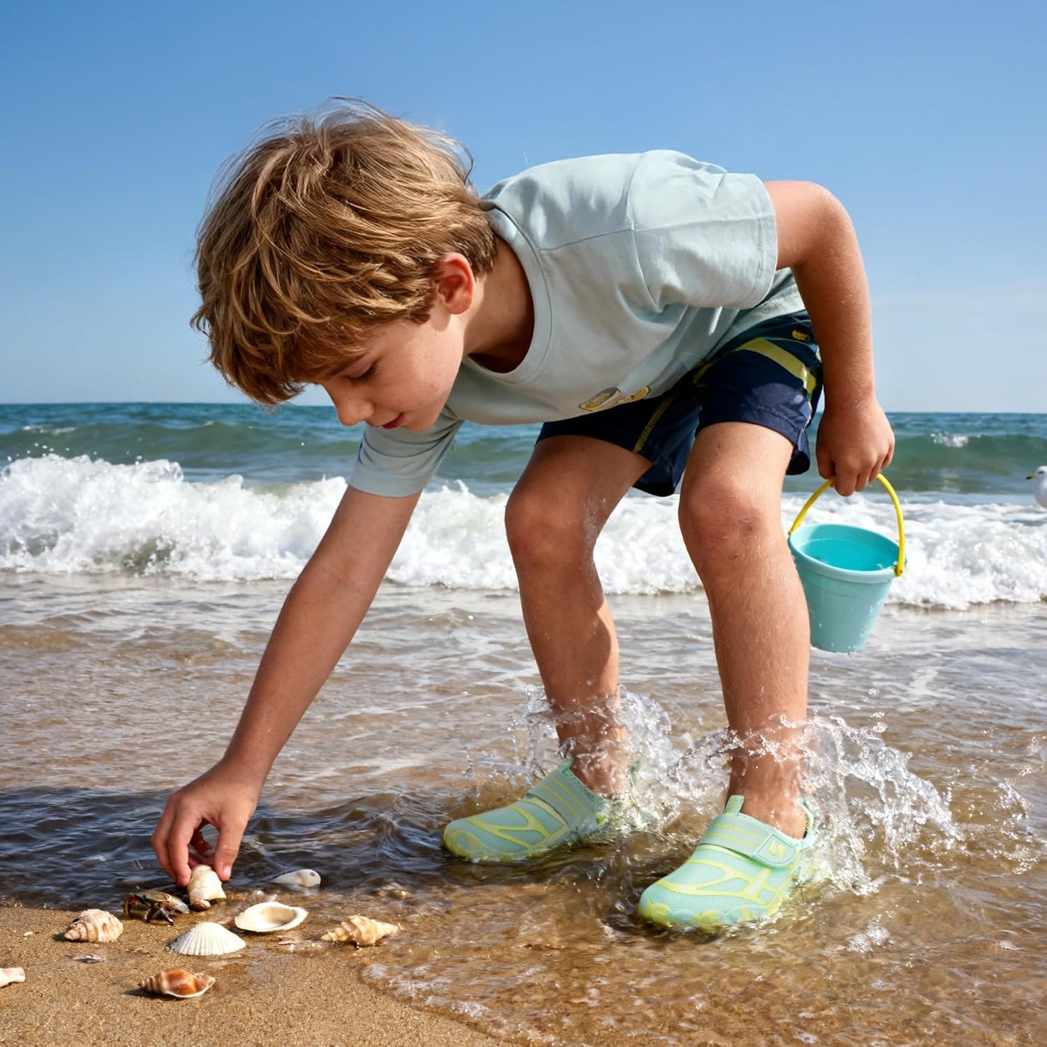 Stelle Kids Water Shoes Wide Toe Box Quick Dry Barefoot(Seafoam Pop)