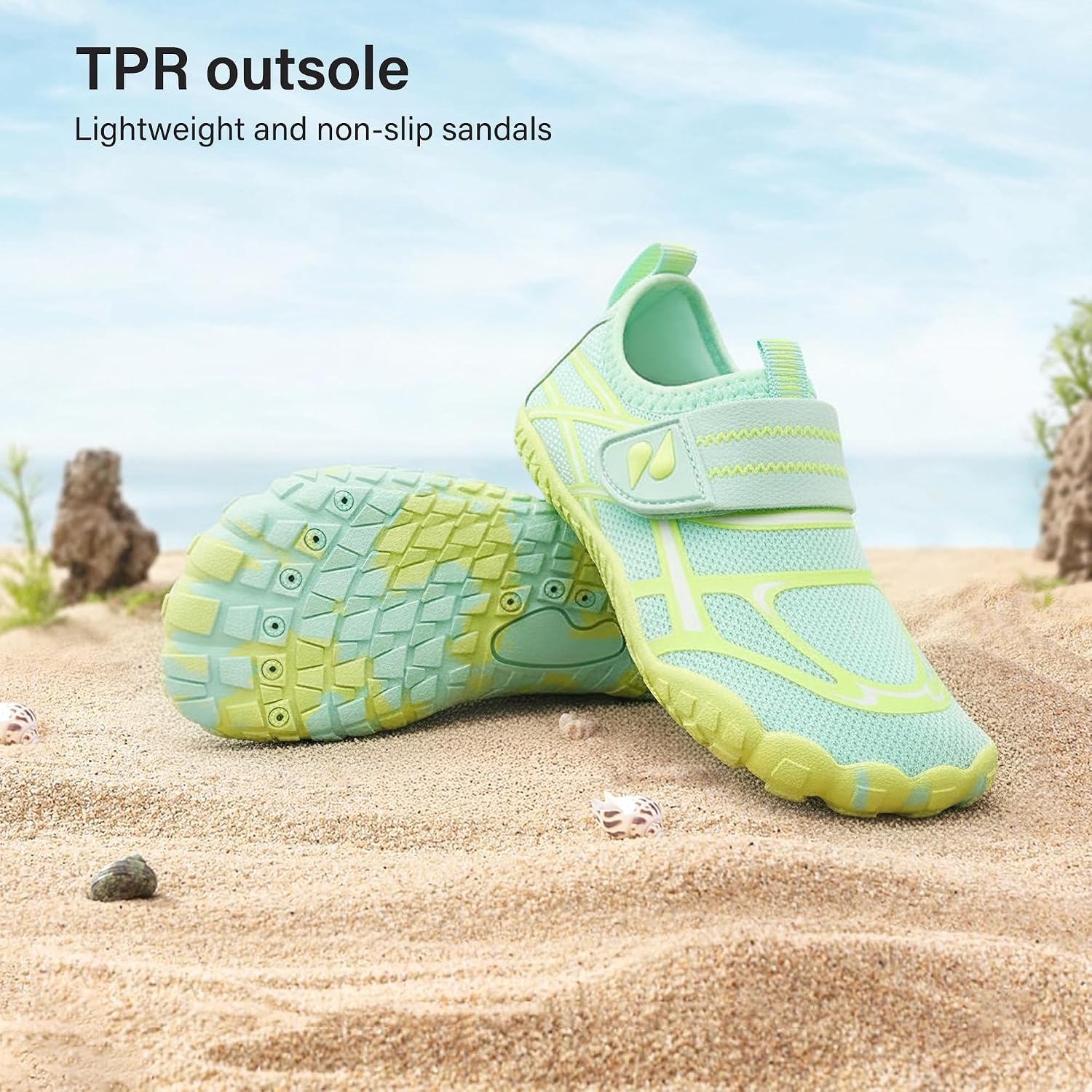 Stelle Kids Water Shoes Wide Toe Box Quick Dry Barefoot(Seafoam Pop)