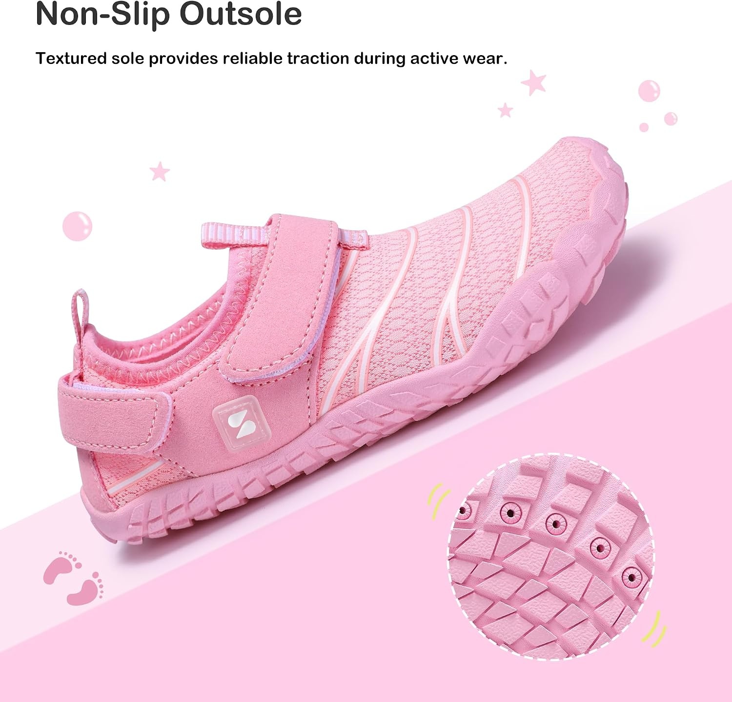 Stelle Kids Water Shoes for Girls Boys Swim Beach Hiking Pool Shoes Quick Dry Barefoots for Toddler/Little/Big Kids(Pink)