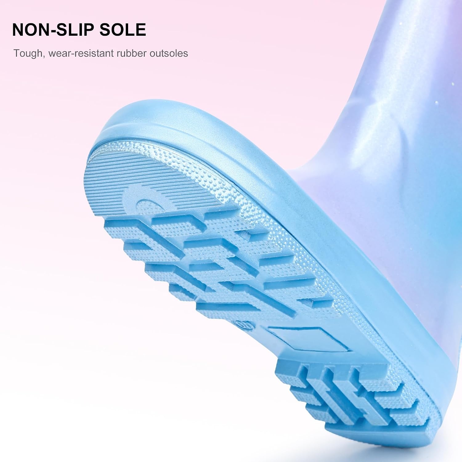 Stelle Kids Rain Boots for Boys Girls Outdoor Play and Rainy Days(Mermaid Ombre Glitter)