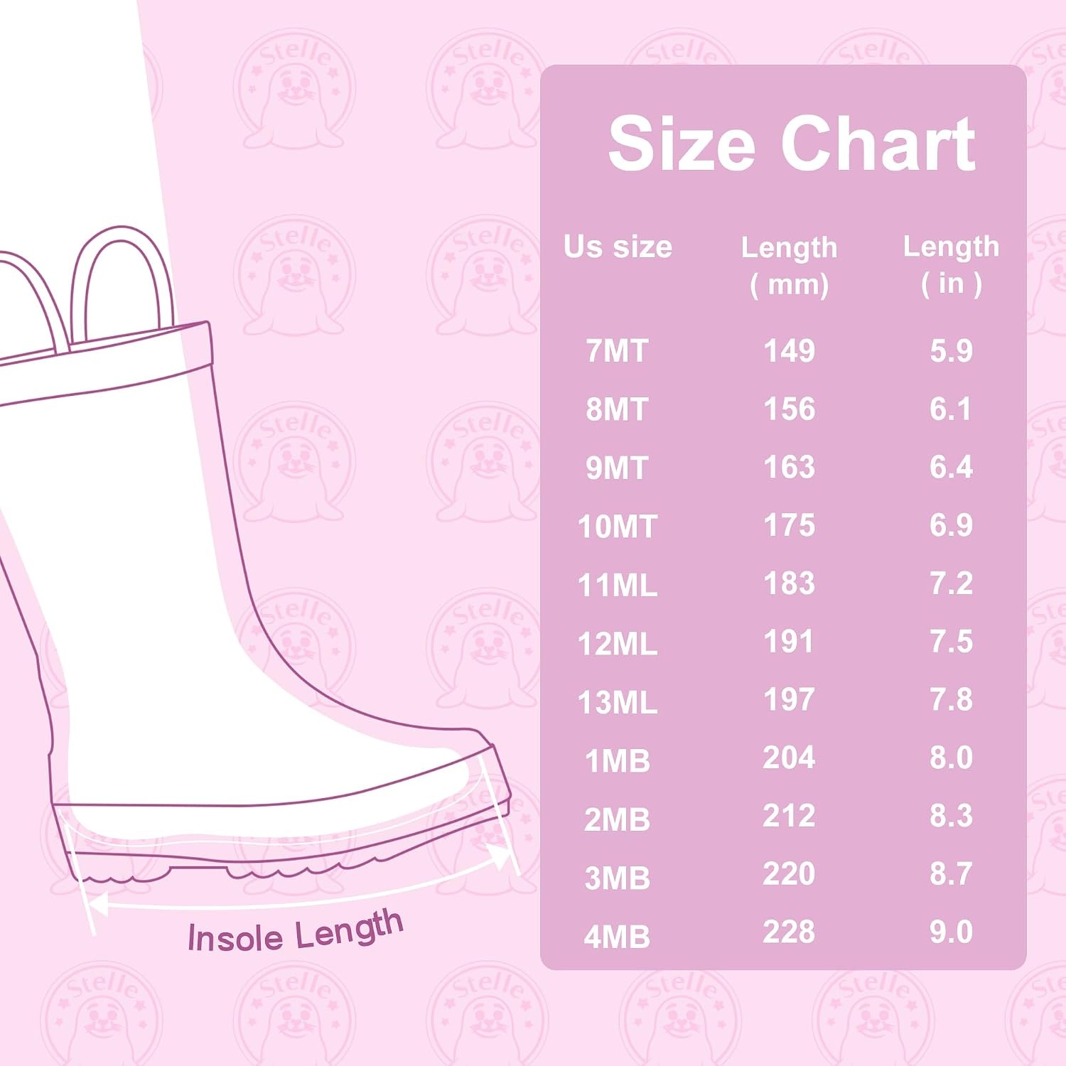 Stelle Kids Rain Boots for Boys Girls Outdoor Play and Rainy Days(Mermaid Ombre Glitter)