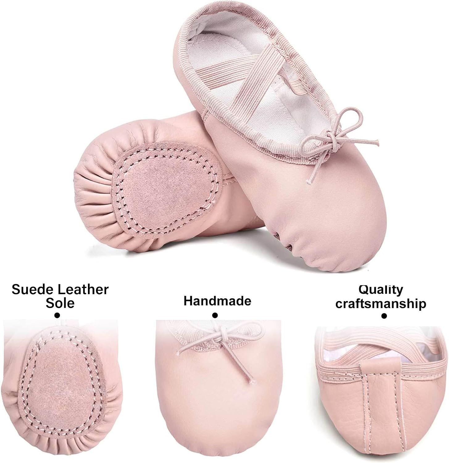 Stelle Ballet Shoes for Girls Boys Close-Fit PU Professional Dance Slippers for Toddler/Little Kid/Big Kid(Ballet Pink(with Lace))