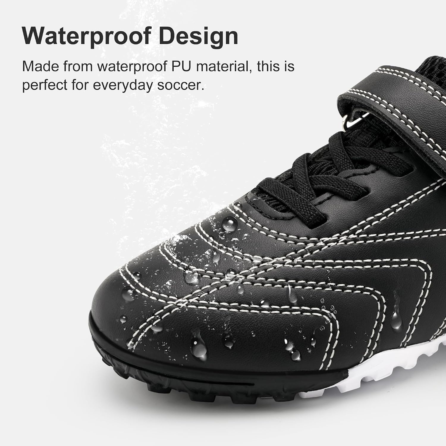 Stelle Baseball Cleats Girls Boys Soccer Shoes Futsal Multi-Sport | Turf Outsole Indoor Soccer&Softball Lightweight Upper Elastic Laces Hook-and-Loop Strap Training&Practice Youth Athletes(Black)